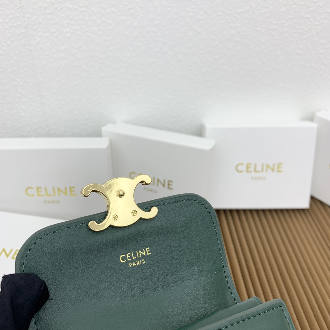 CELINE Small Glossy Lambskin Leather Flap Wallet - Image 8