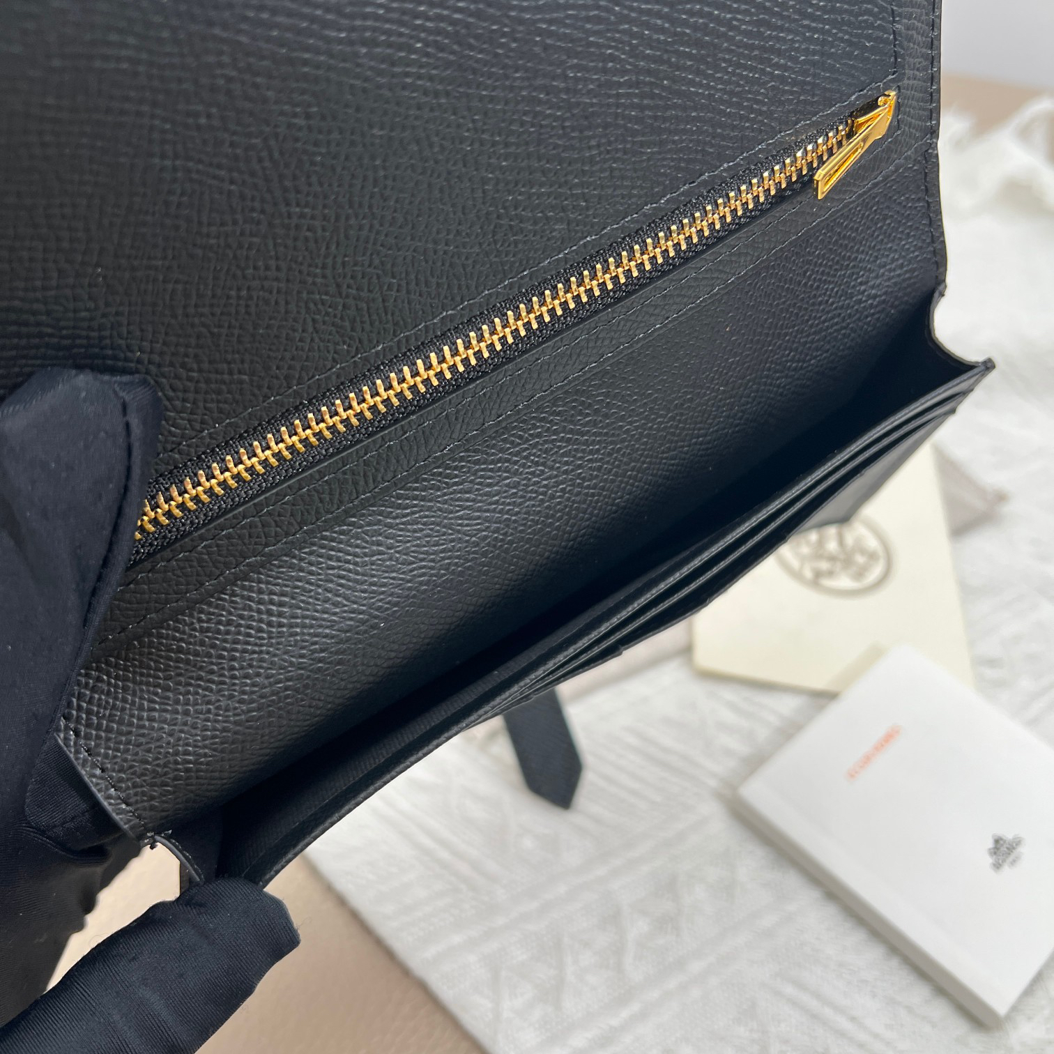 Hermes Leather Vertical Zip Wallet - Image 8