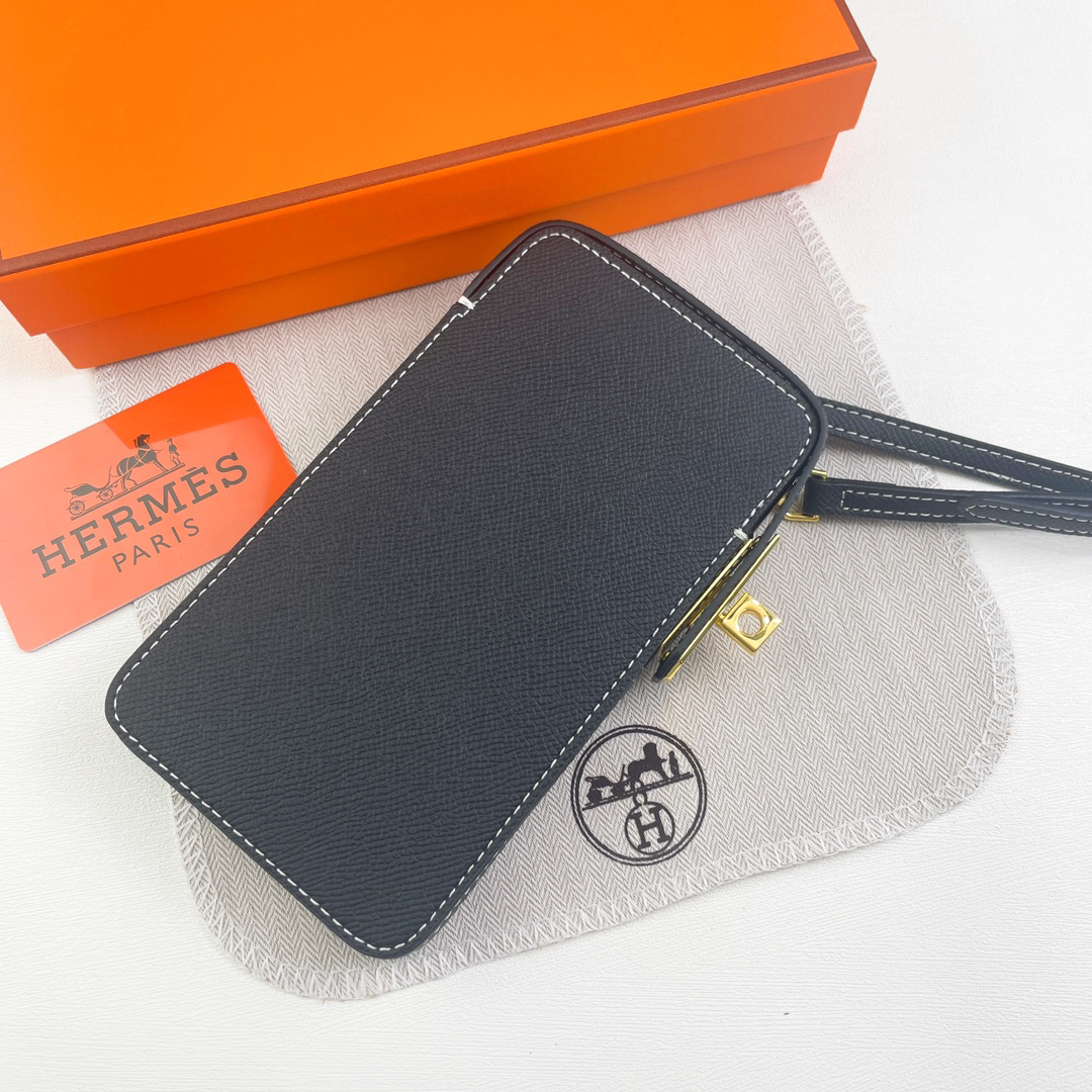 Hermès Hac a Box Tadelakt Calfskin Phone Case with Adjustable Shoulder Strap - Image 8