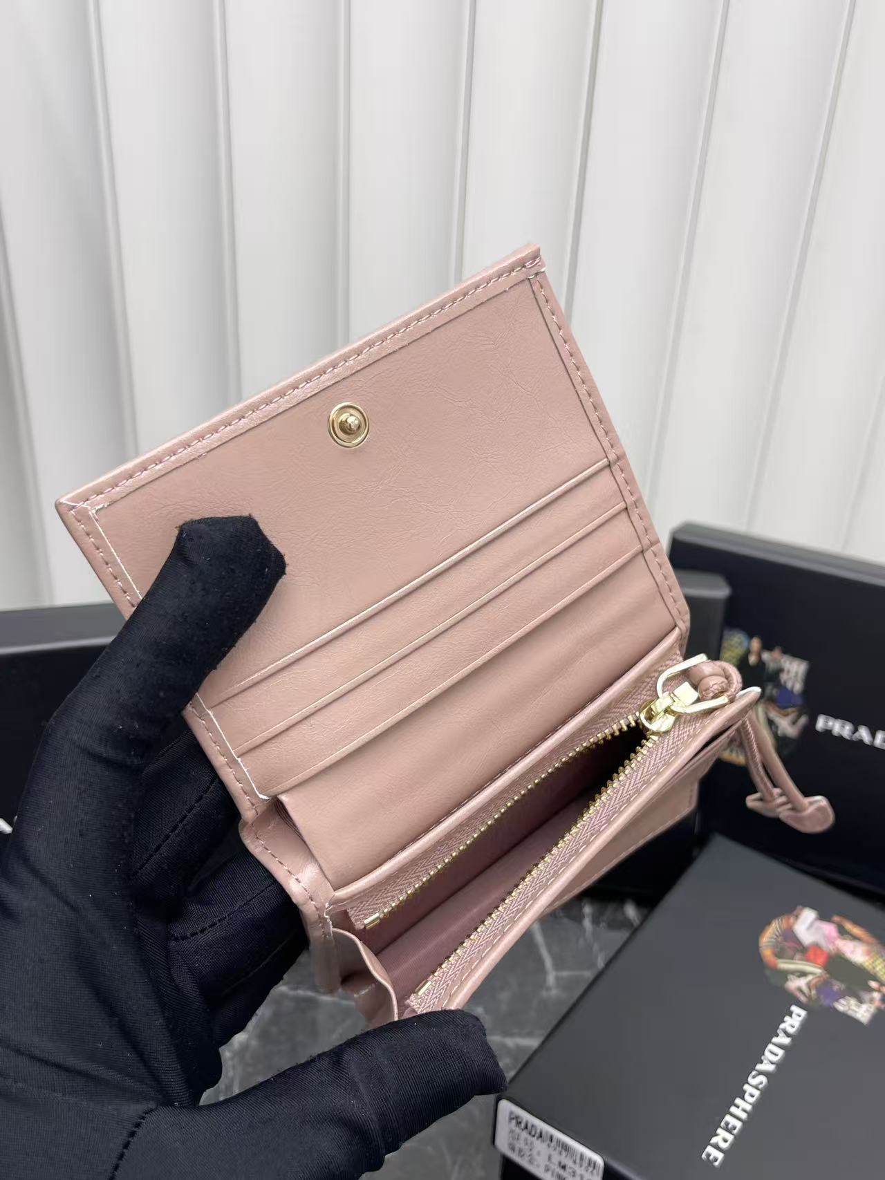 Prada Leather Wallet with Metal Triangular Logo - Image 8