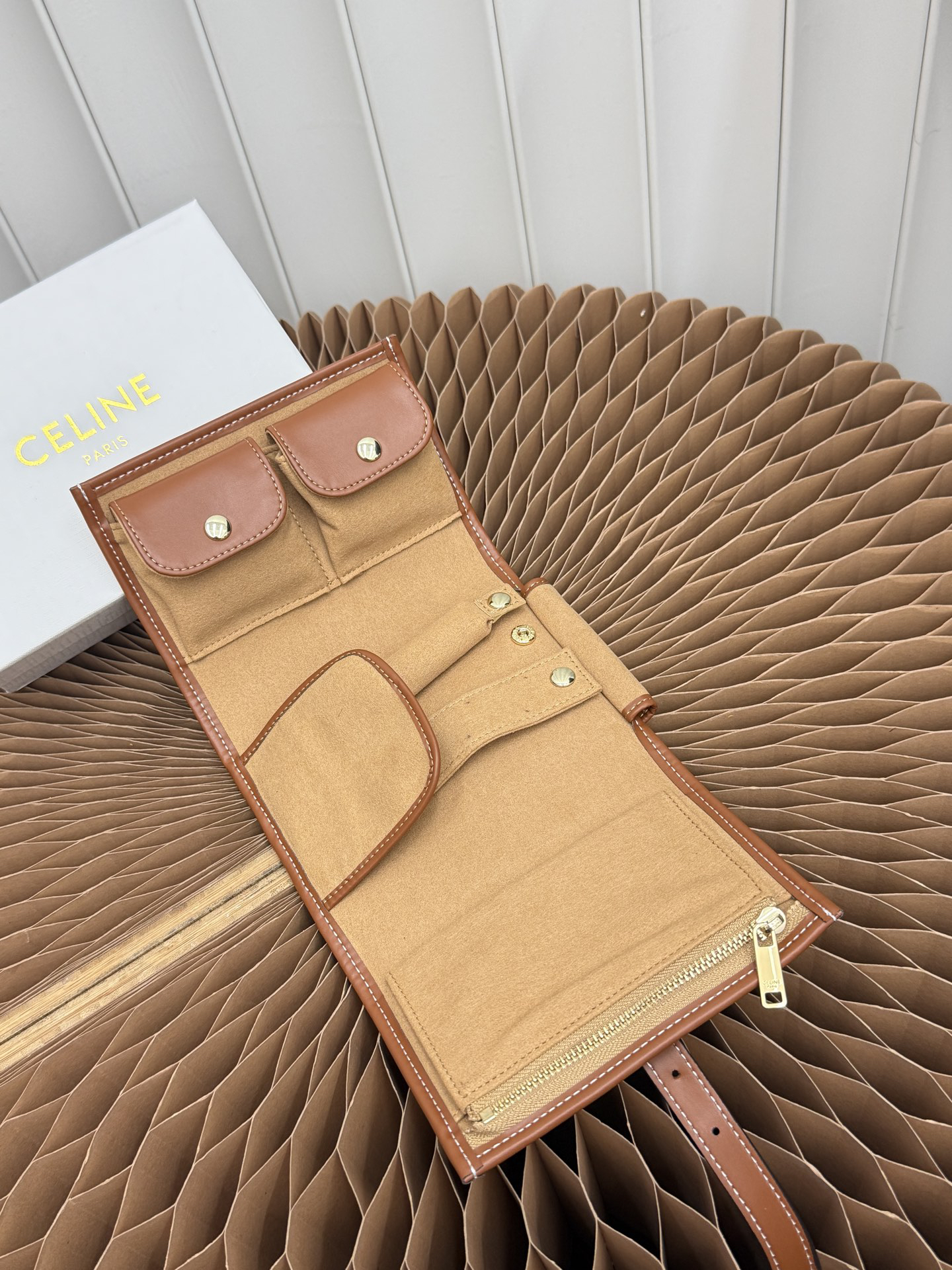 CELINE Woven and Cow Leather Jewelry Pouch - Image 8