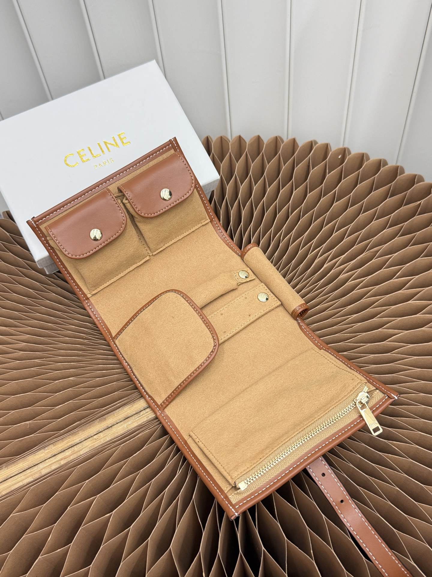 CELINE Textile and Cow Leather Jewelry Pouch - Image 8
