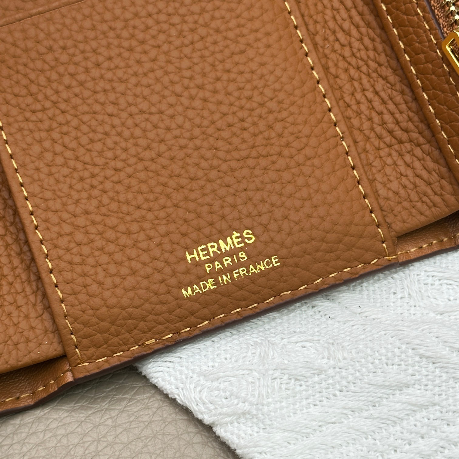 Hermès Togo Leather Trifold Wallet - Image 8