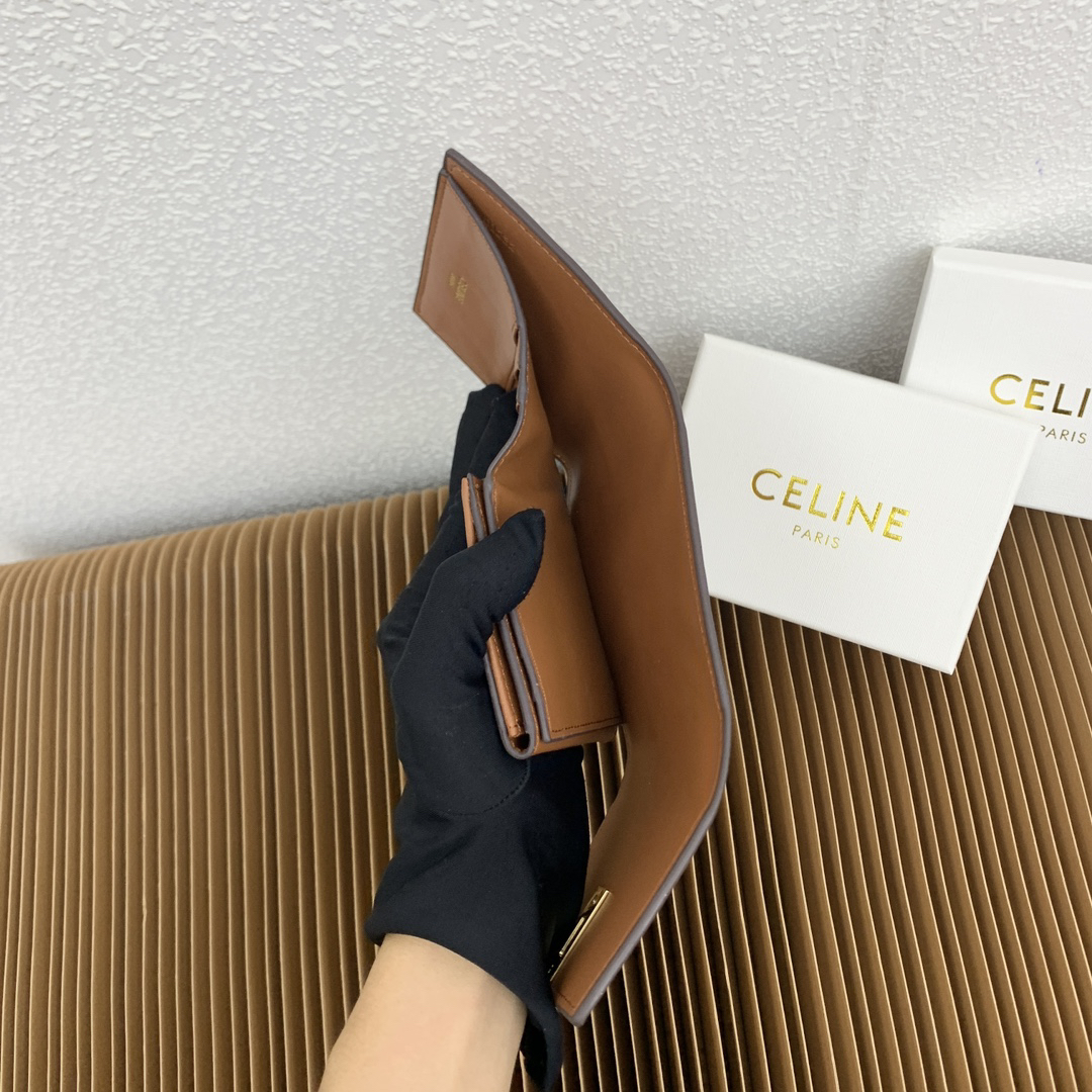 Celine Triomphe 16 Leather Tri-Fold Wallet - Image 8