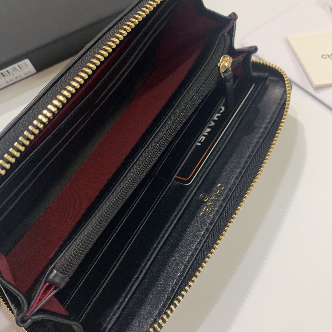Chanel Camellia Lambskin Wallet with Gold Clasp - Image 8