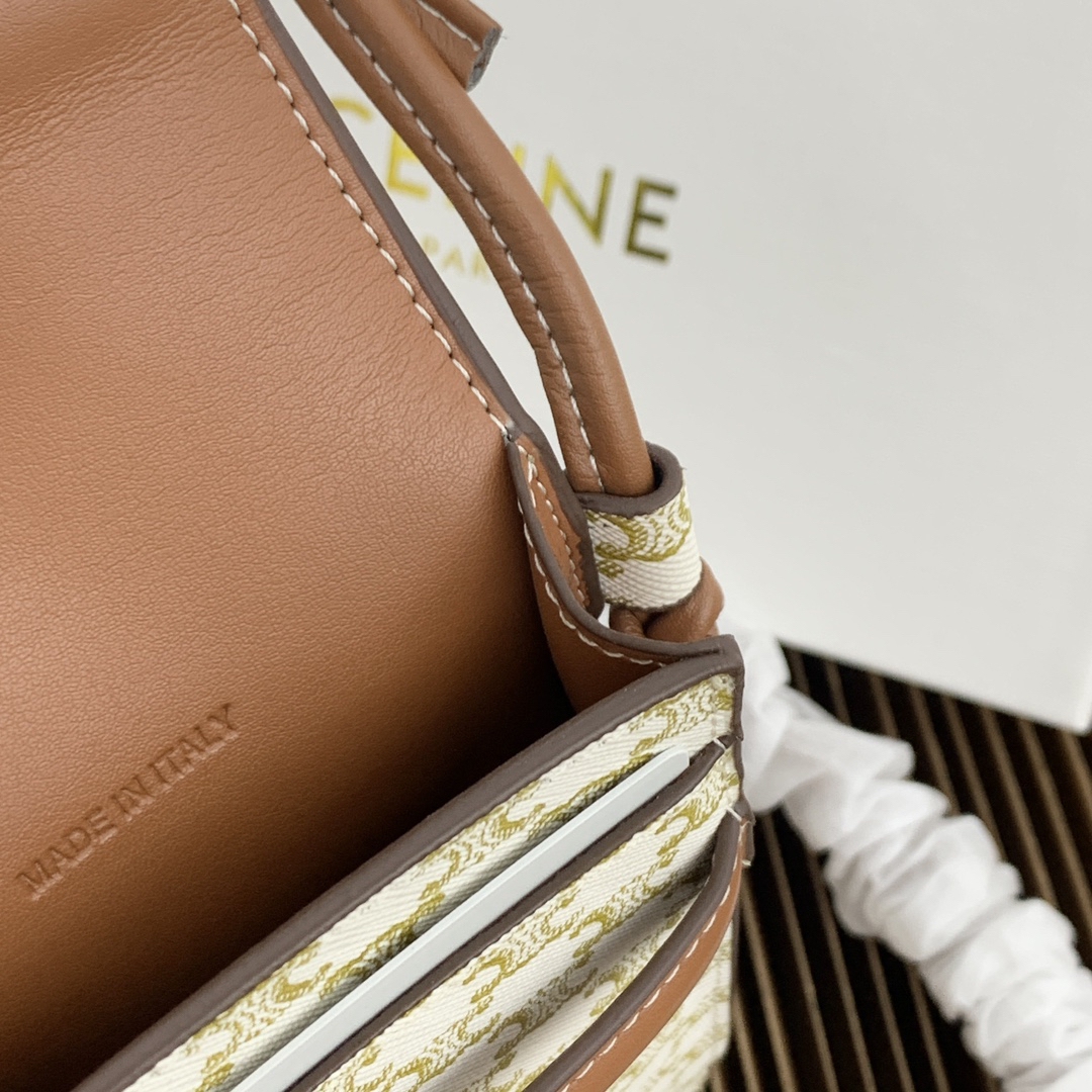 CELINE Logo-Print Lambskin Leather Flap Phone Bag - Image 8