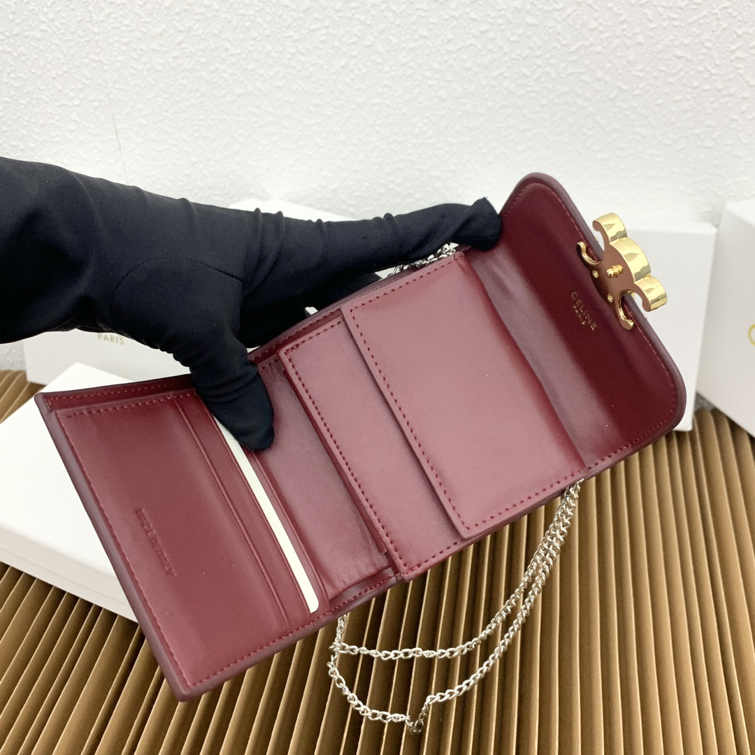 CELINE Small Triomphe Leather Fold-Over Coin Purse - Image 8
