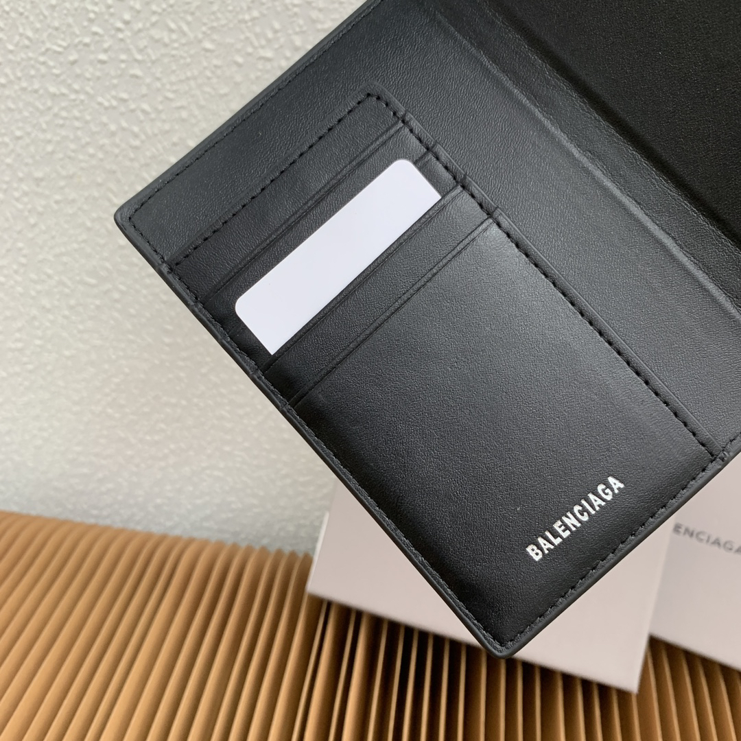 Balenciaga Black Soft Textured Calfskin Passport Holder - Image 8