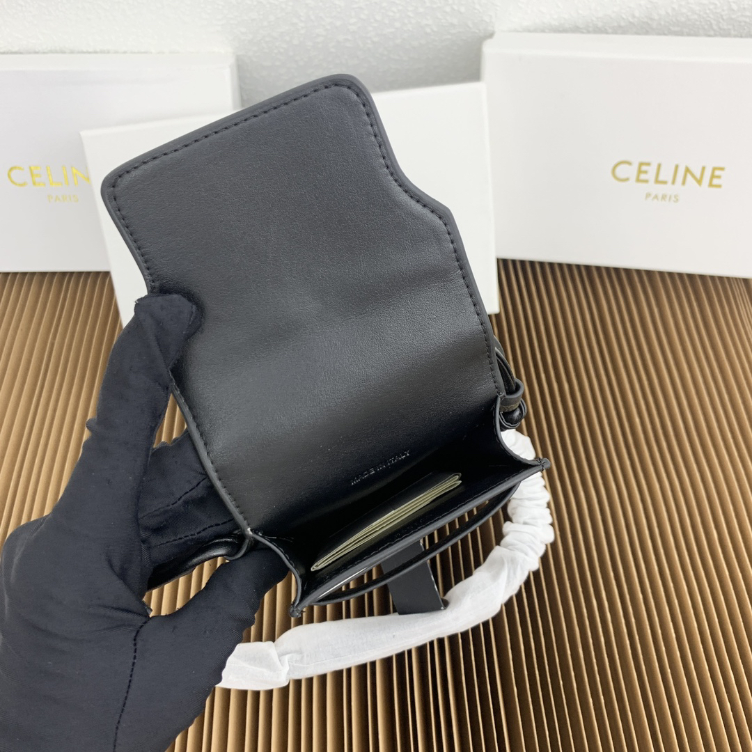 CELINE Logo-Printed Leather Flap Crossbody Phone Bag - Image 8