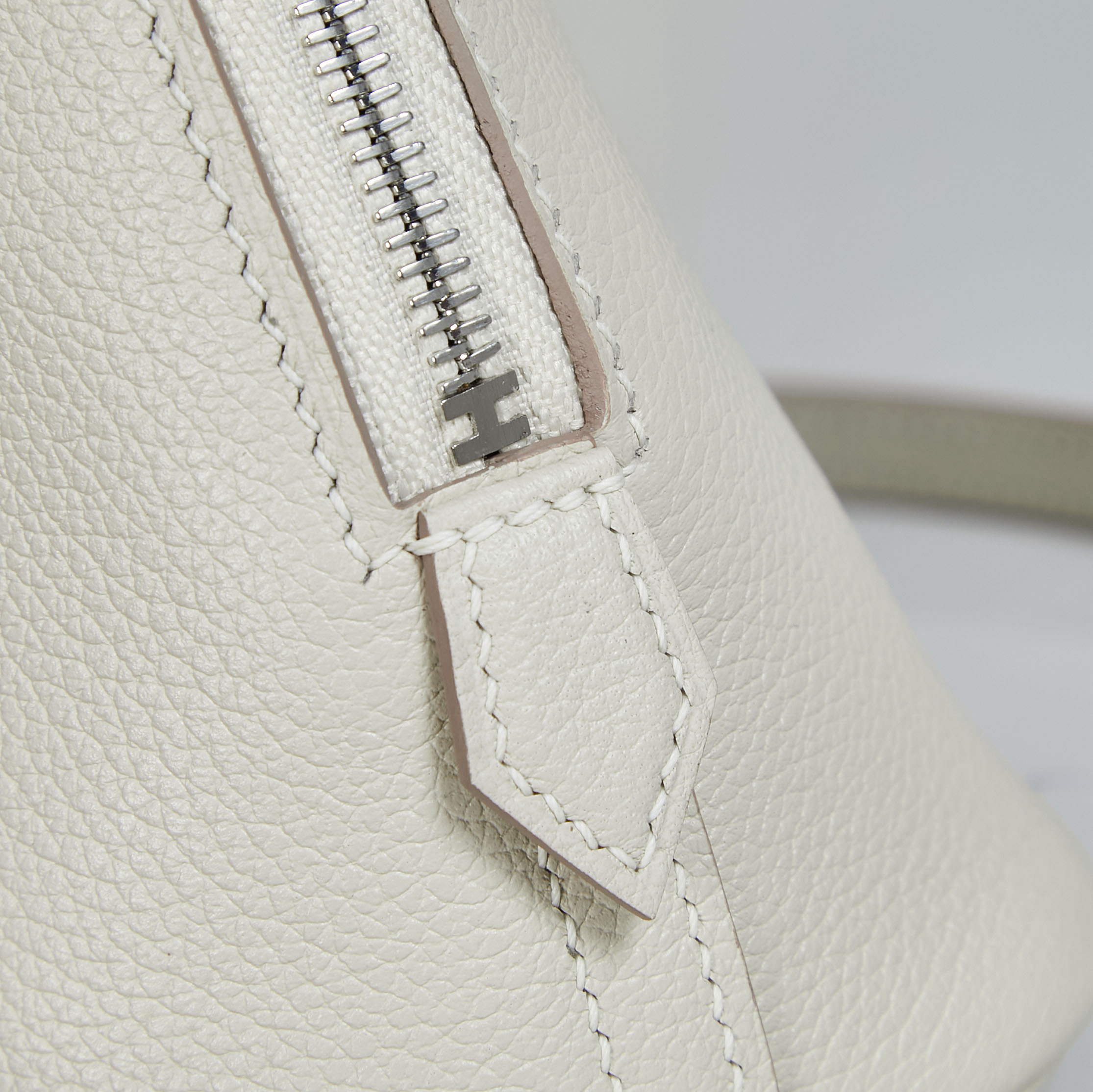 Hermès Bolide 19 cm Evercolor Leather Bowling Bag – Milkshake White, Silver Hardware - Image 8