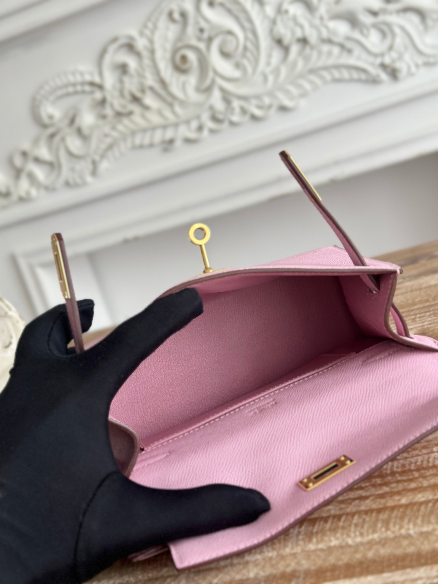 Hermes Kelly Mini Pochette Handbag in Purple Epsom Leather - Image 8