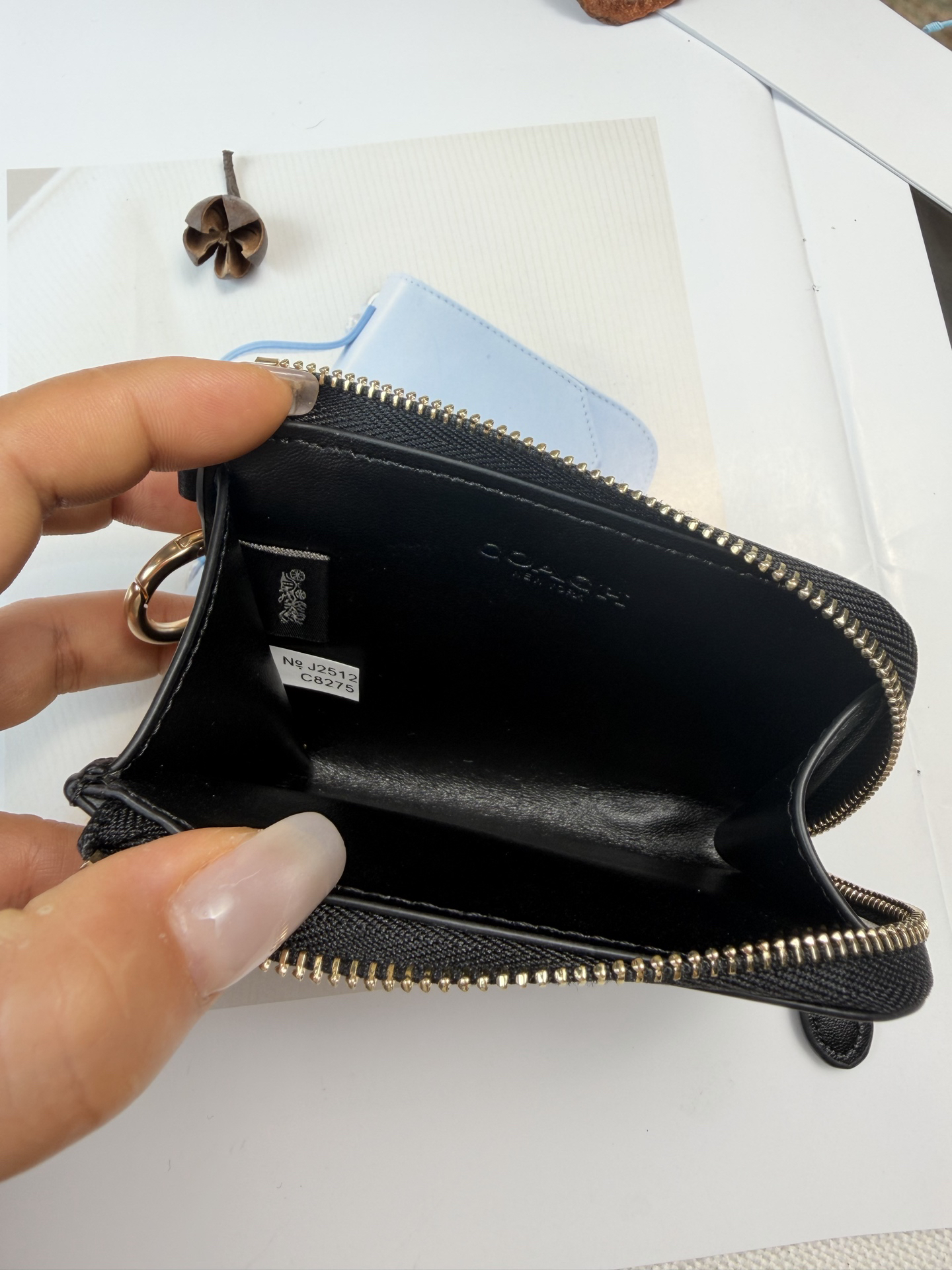 COACH Signature C Khaki and Black Leather Coin Purse C8275 - Image 8
