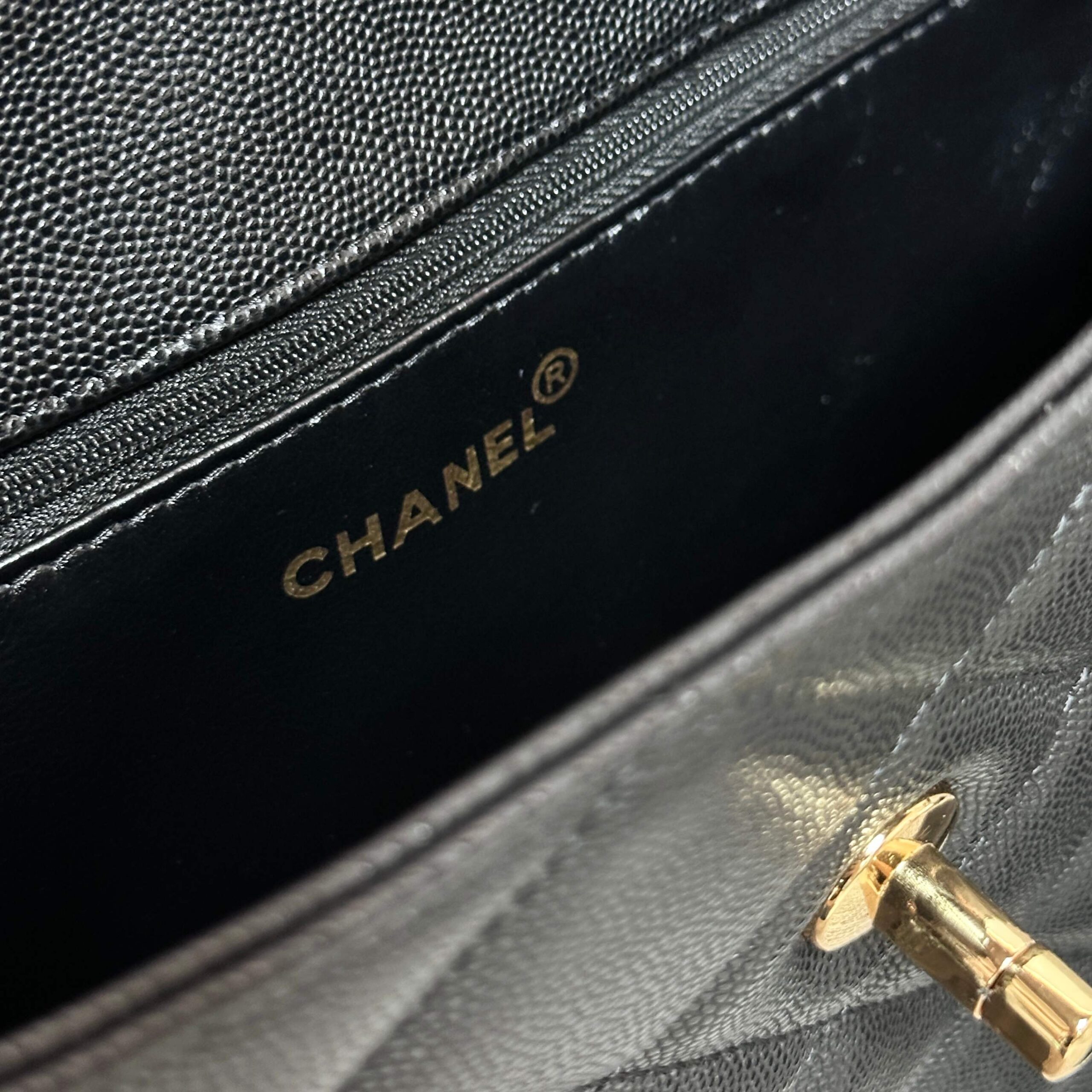 CHANEL Vintage Black and Gold Kelly Handbag - Image 8