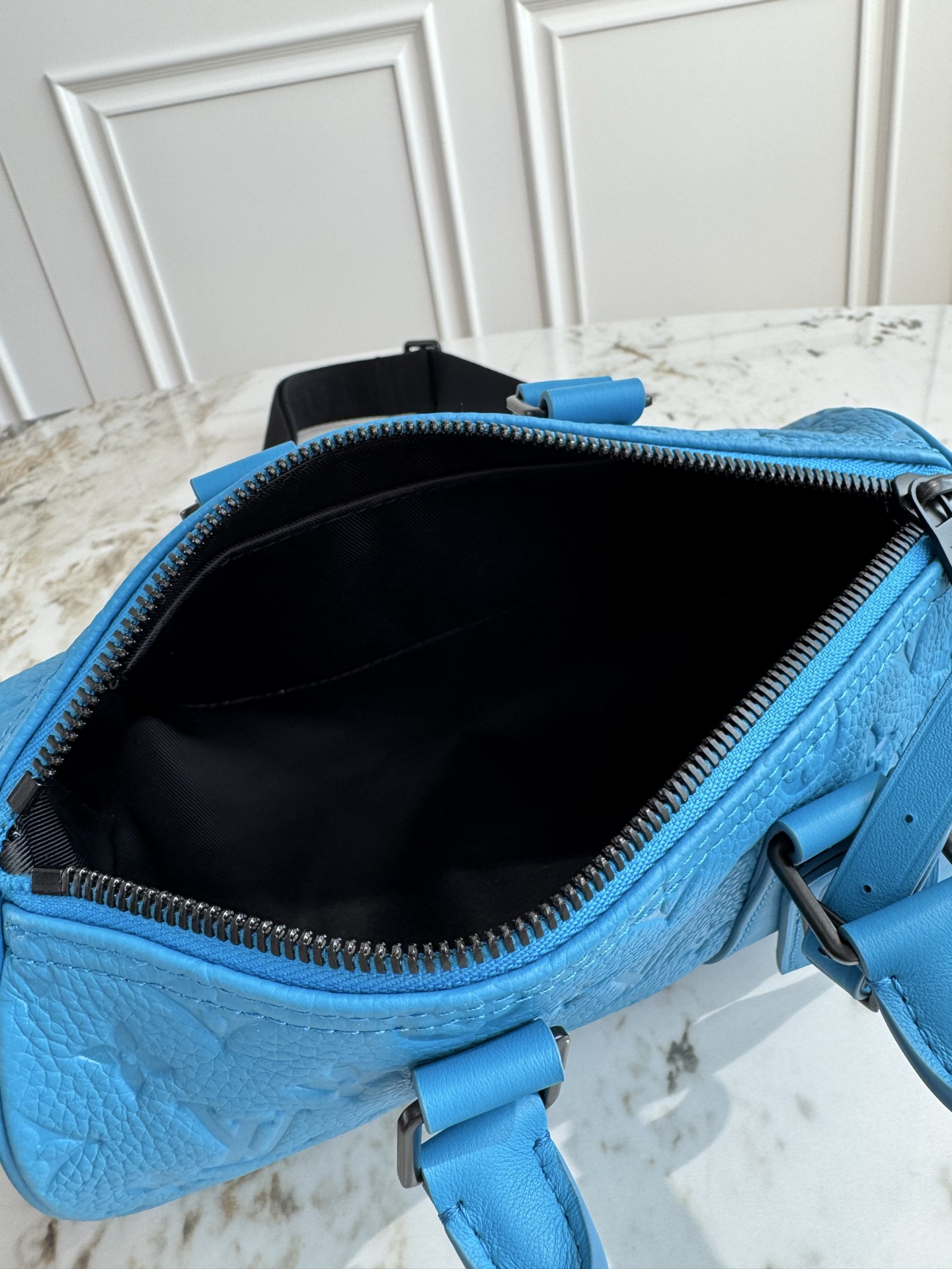 Keepall Mini Travel Bag in Blue Taurillon Monogram Leather - Image 8