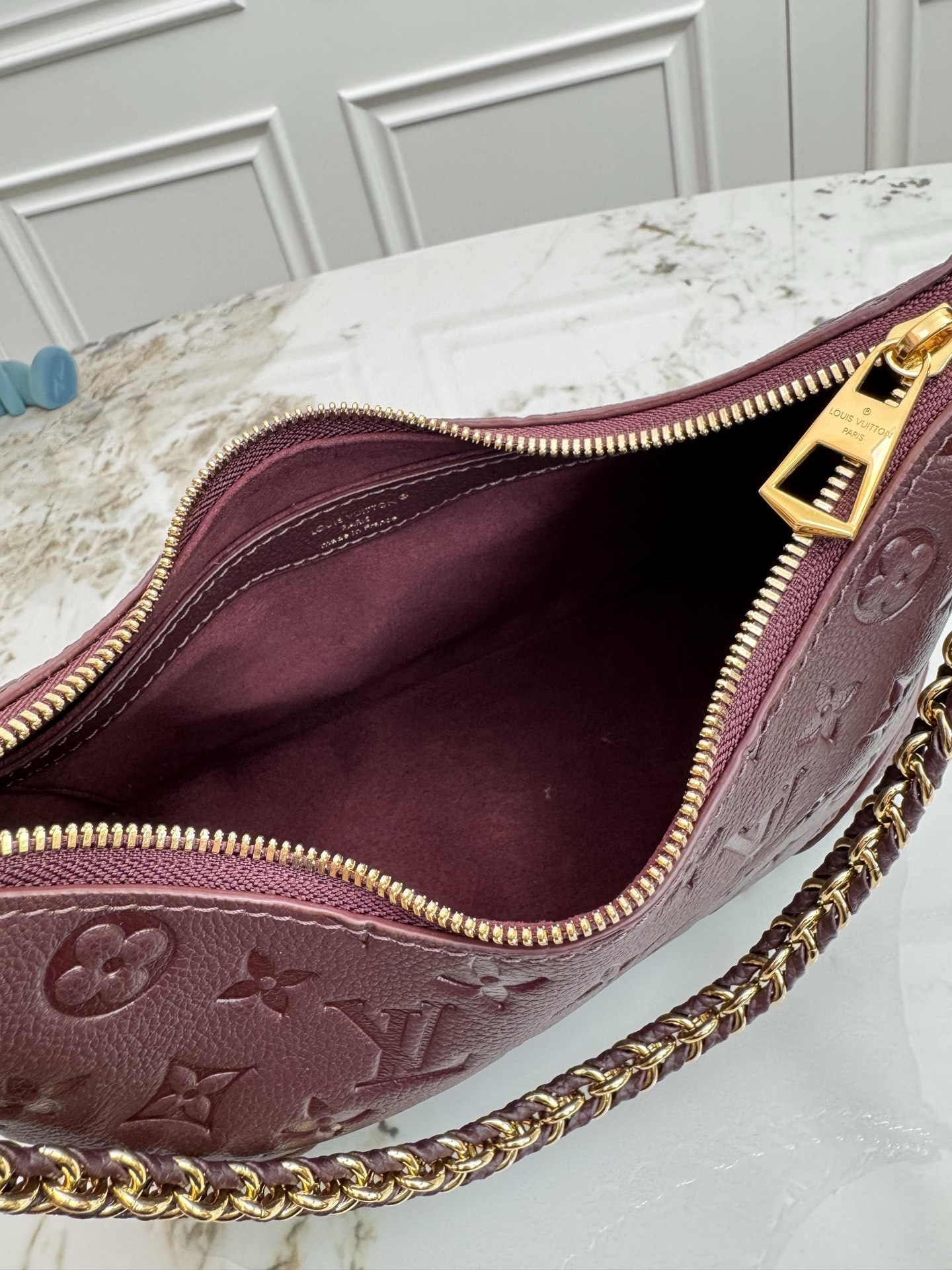 Louis Vuitton Boulogne Bag in Burgundy Monogram Empreinte Leather - Image 8