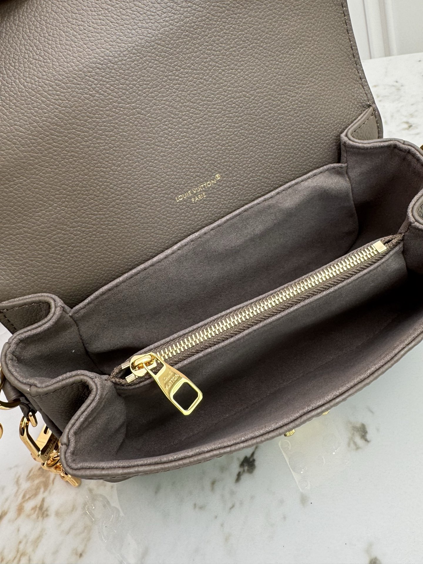 Louis Vuitton Pochette Métis East West Shoulder Bag in Smoke Monogram Empreinte Leather - Image 8