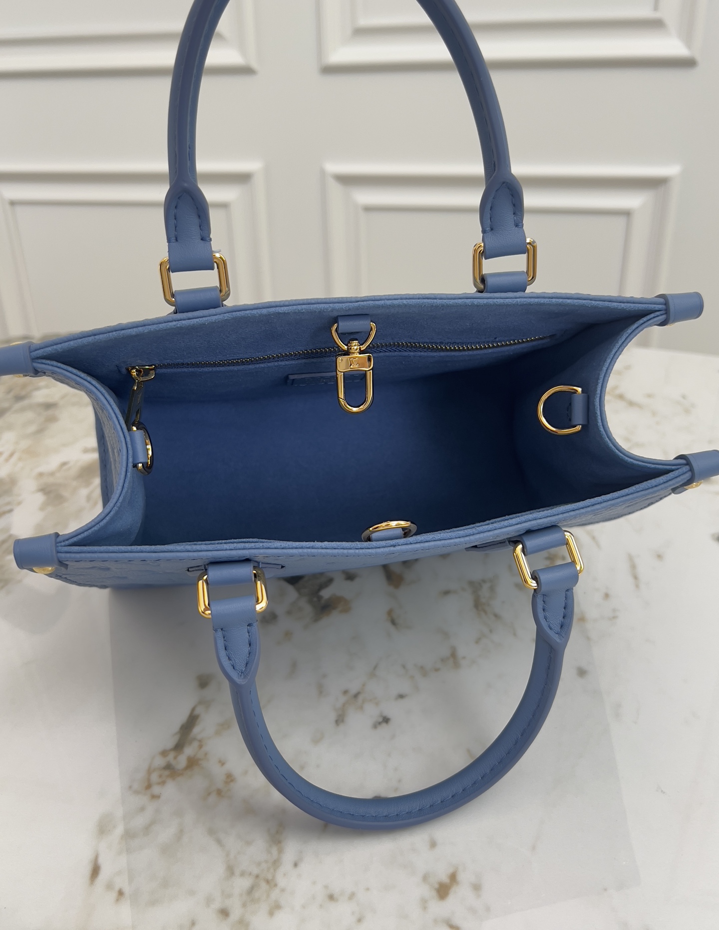 Louis Vuitton OnTheGo Mini Handbag in Blue Monogram Empreinte Leather - Image 8