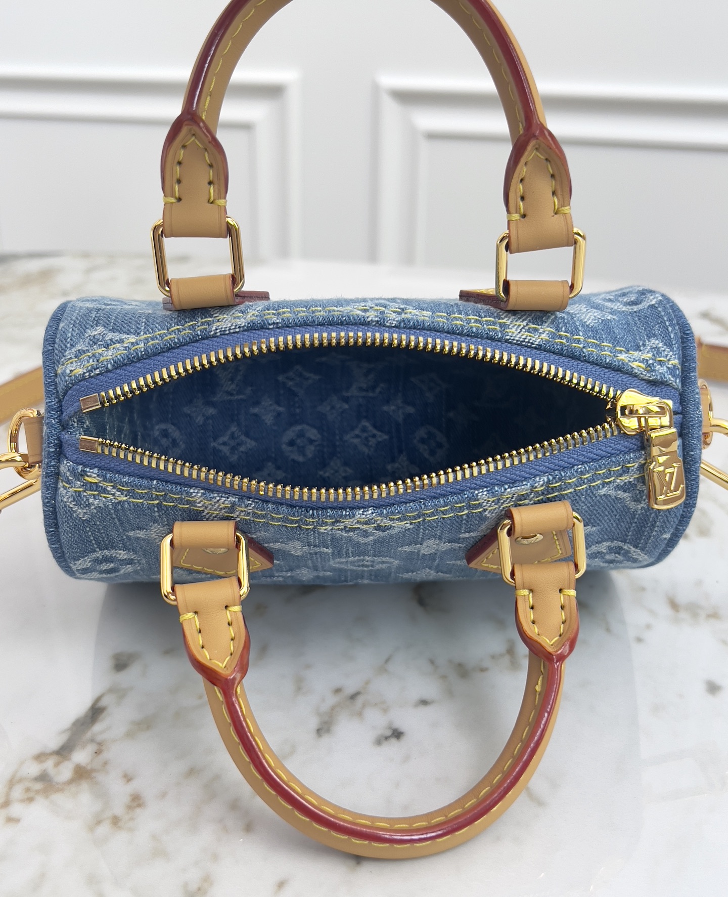 Louis Vuitton Nano Speedy Denim Monogram Bag - Image 8
