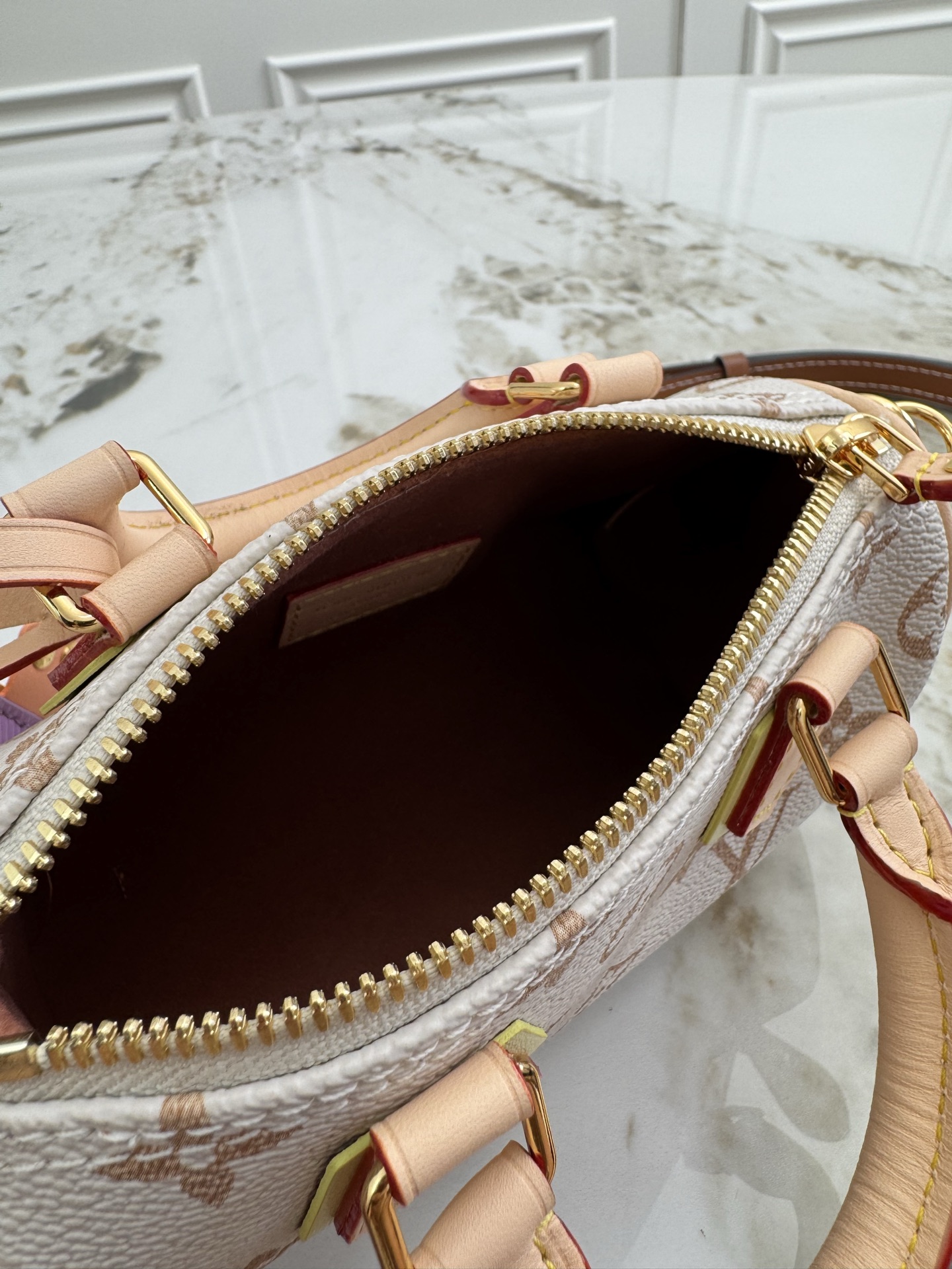 Louis Vuitton Nano Speedy Handbag in Crafty Monogram Dune Canvas - Image 8