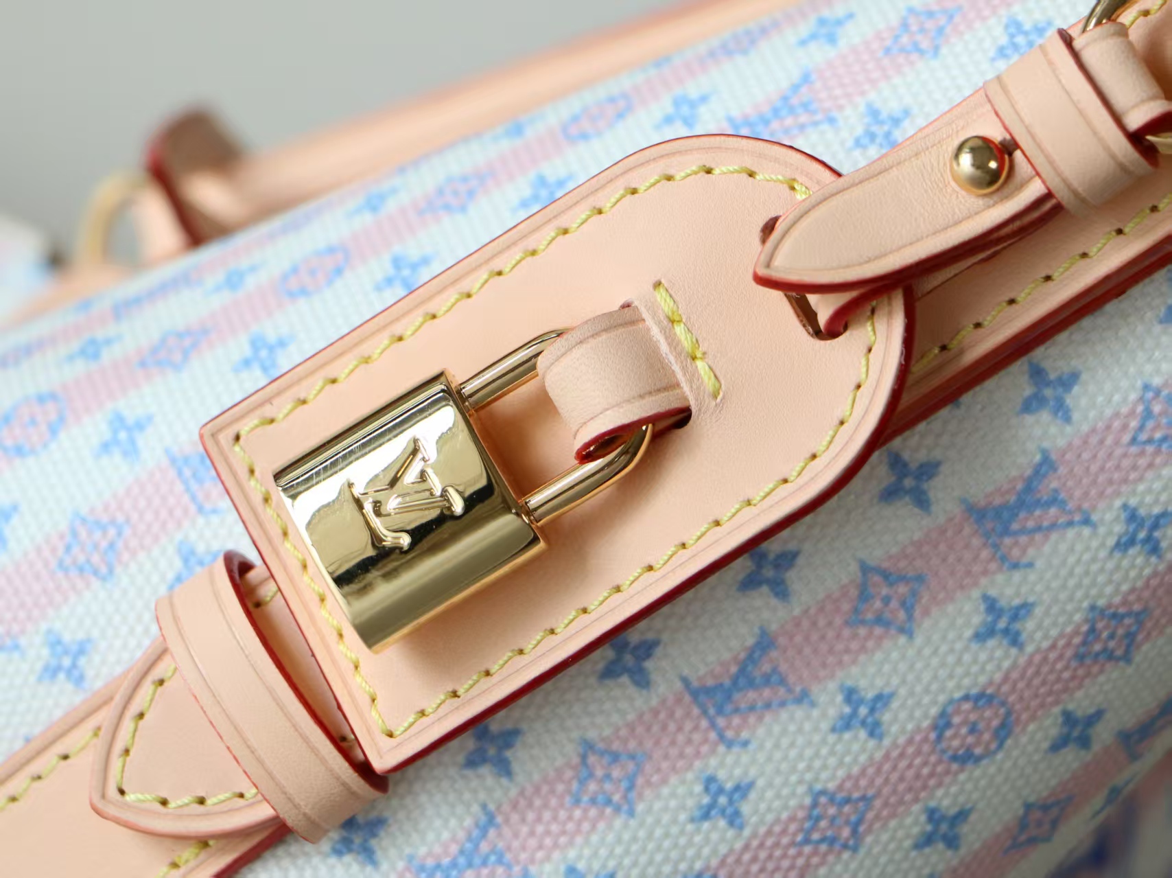 Louis Vuitton All In BB Bucket Handbag M29115 in Pink Striped Monogram Canvas - Image 8
