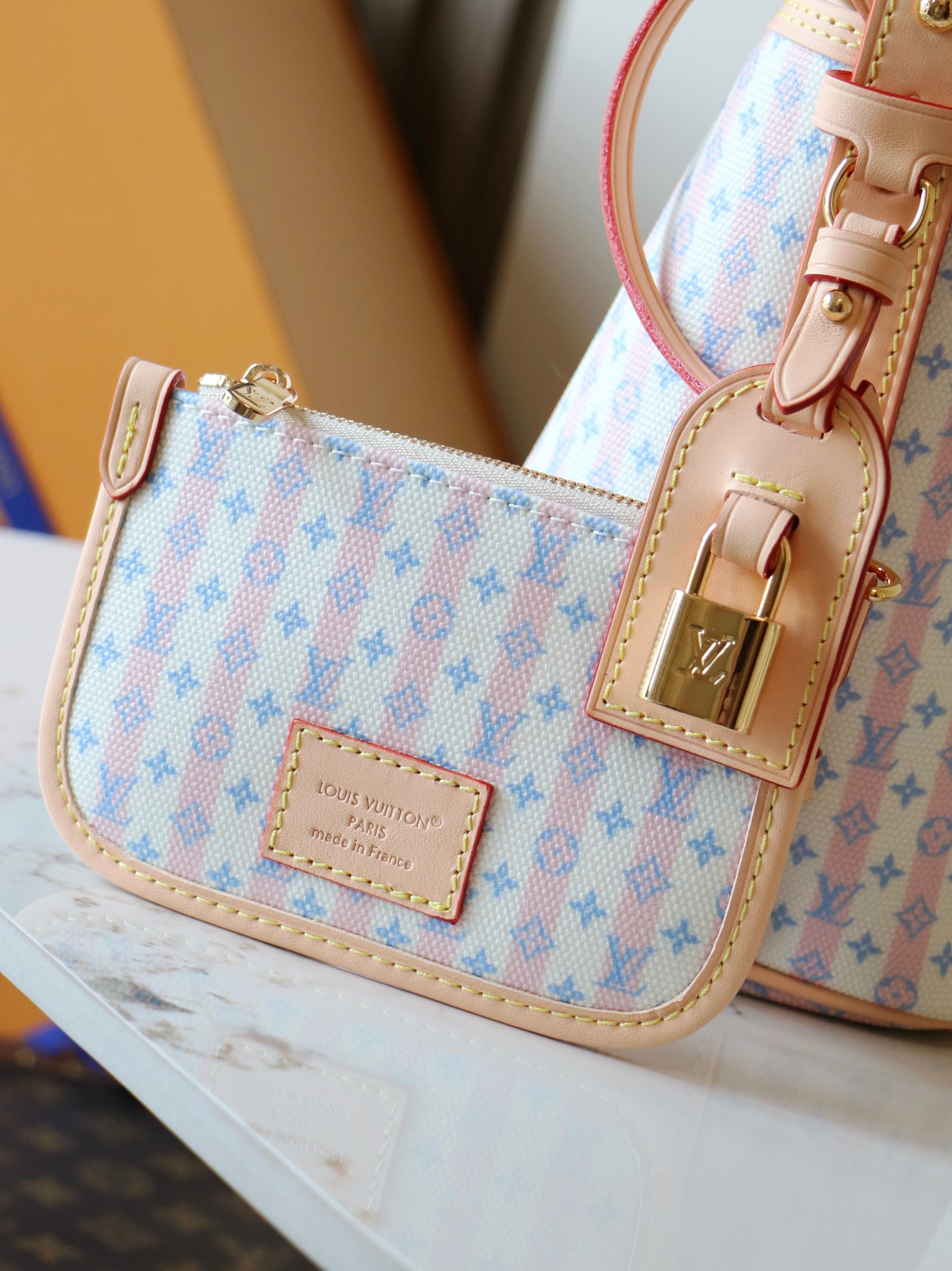 Louis Vuitton All In BB Bucket Bag M29115 in Pink Striped Monogram Canvas - Image 8