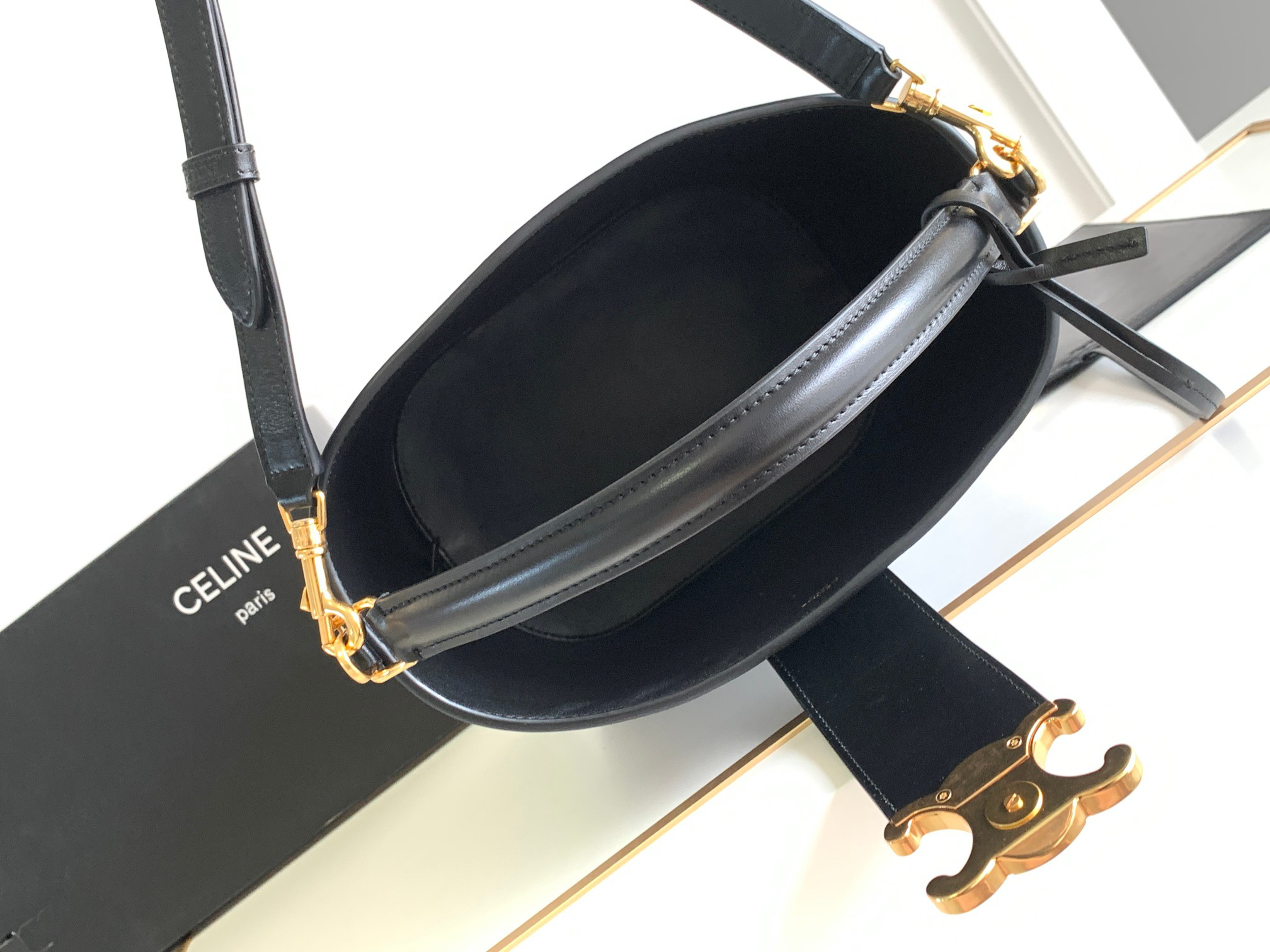 Celine Louise Medium Smooth Calfskin Bucket Bag - Image 9