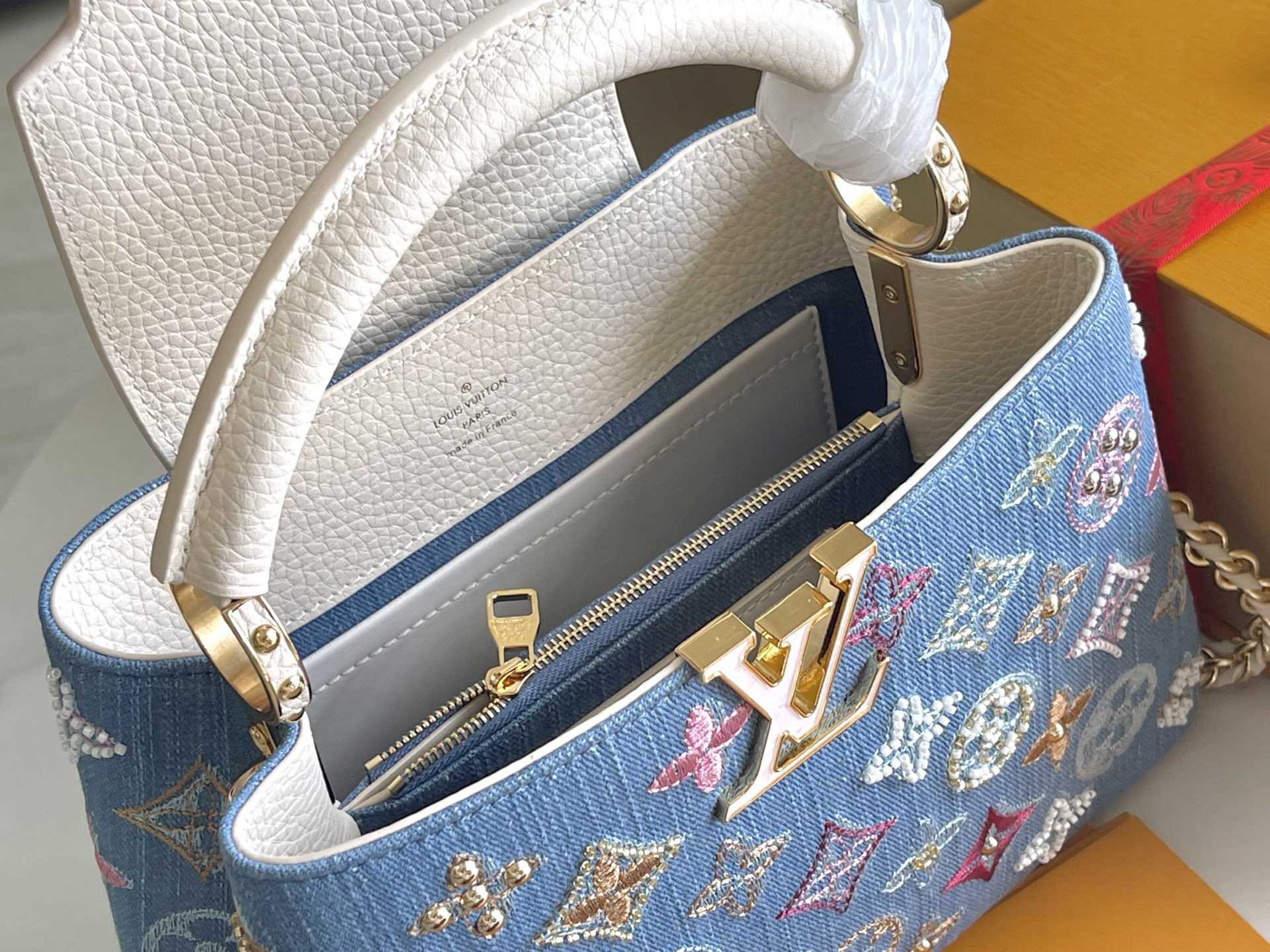 Capucines BB Handbag in Denim - Image 9