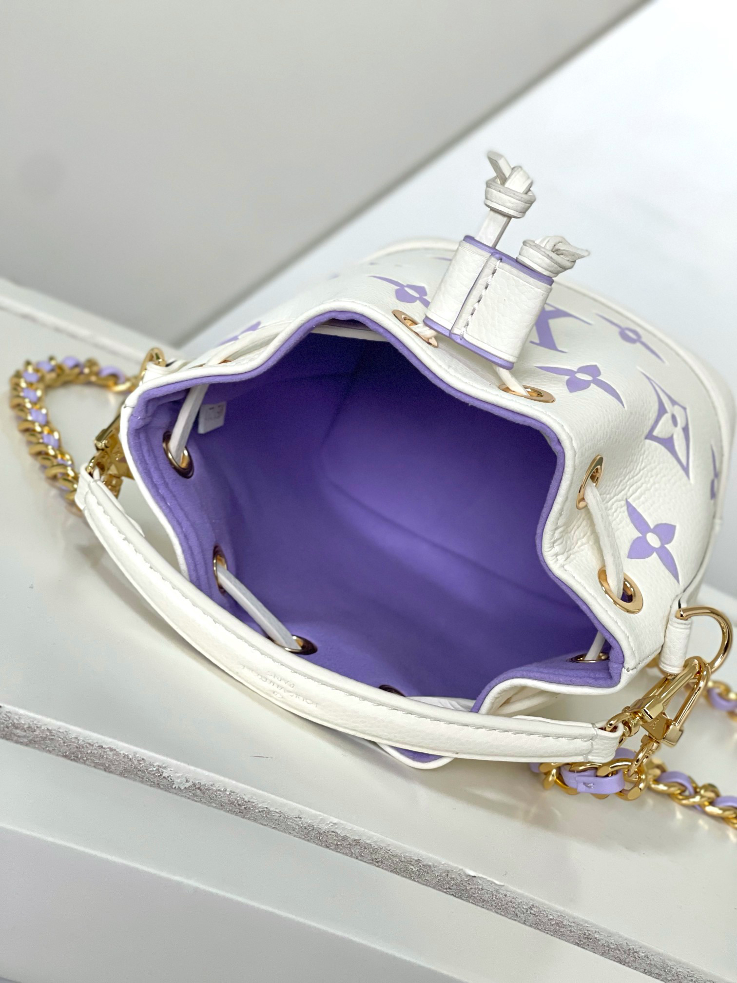 Louis Vuitton Nano Noé Bag in Purple Monogram Empreinte Leather - Image 9