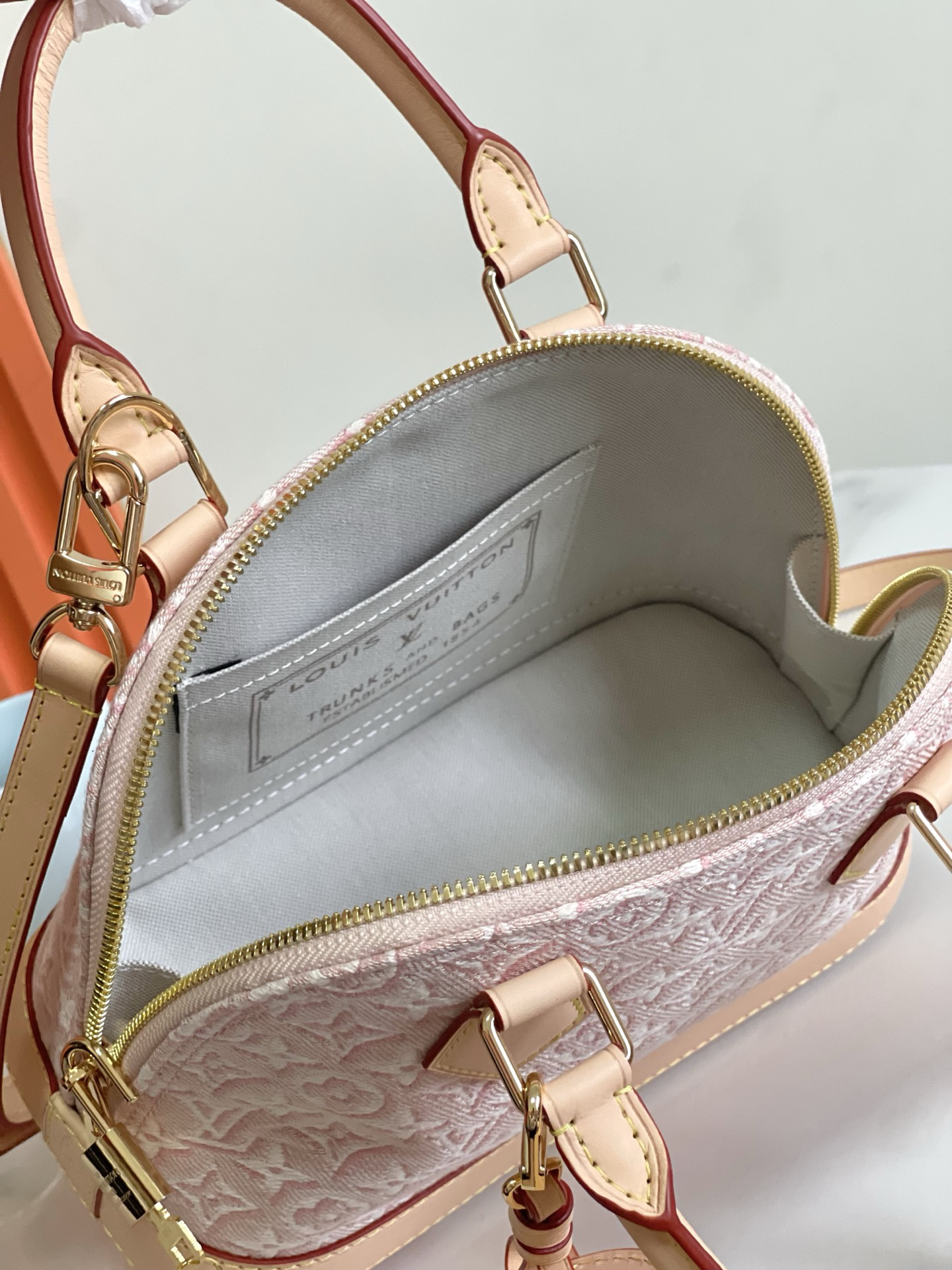 Louis Vuitton Alma BB M2A378 Pink Monogram Emblème Canvas Crossbody Bag - Image 9