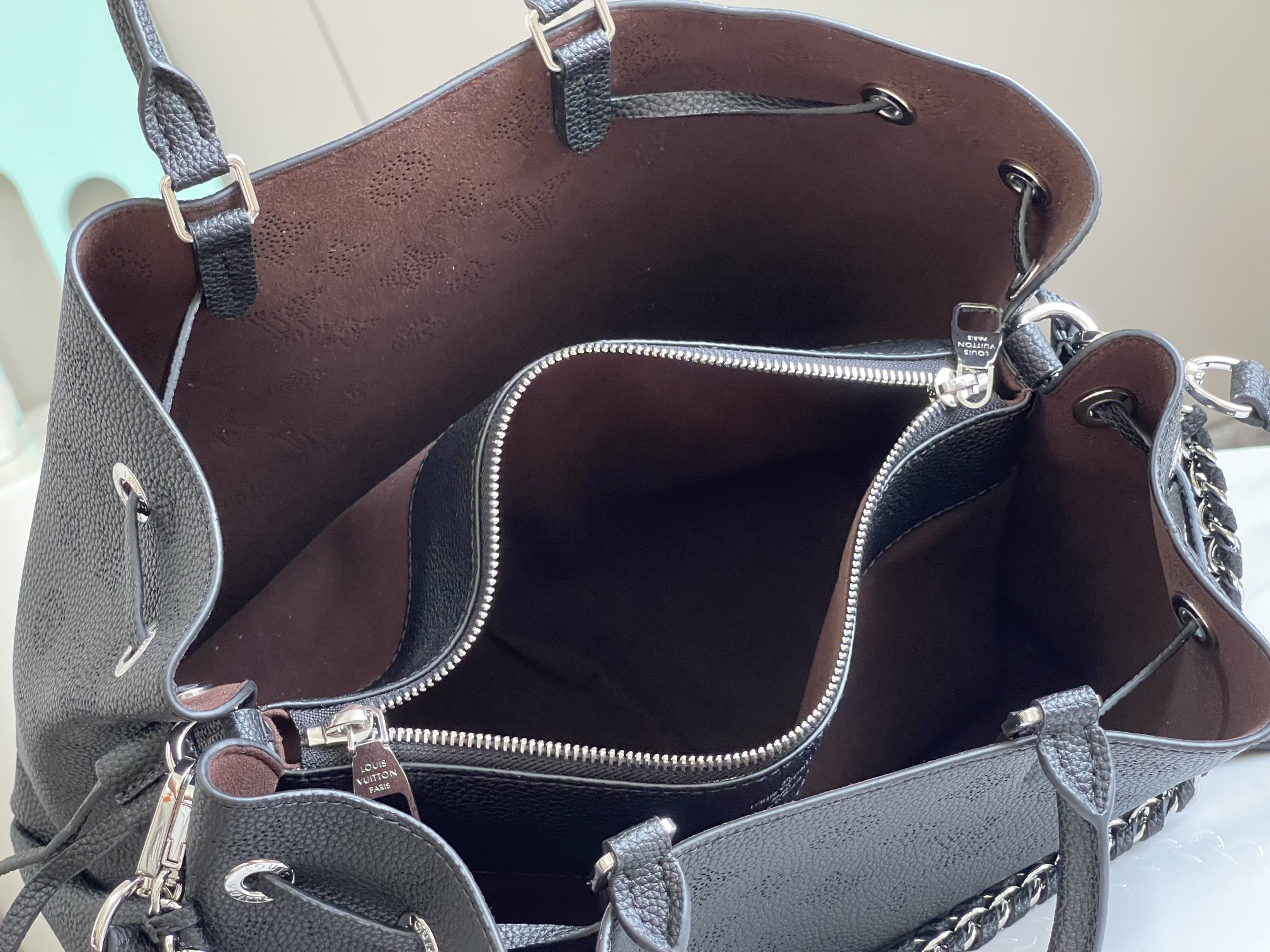 Bella Tote Perforated Leather Handbag - Image 9