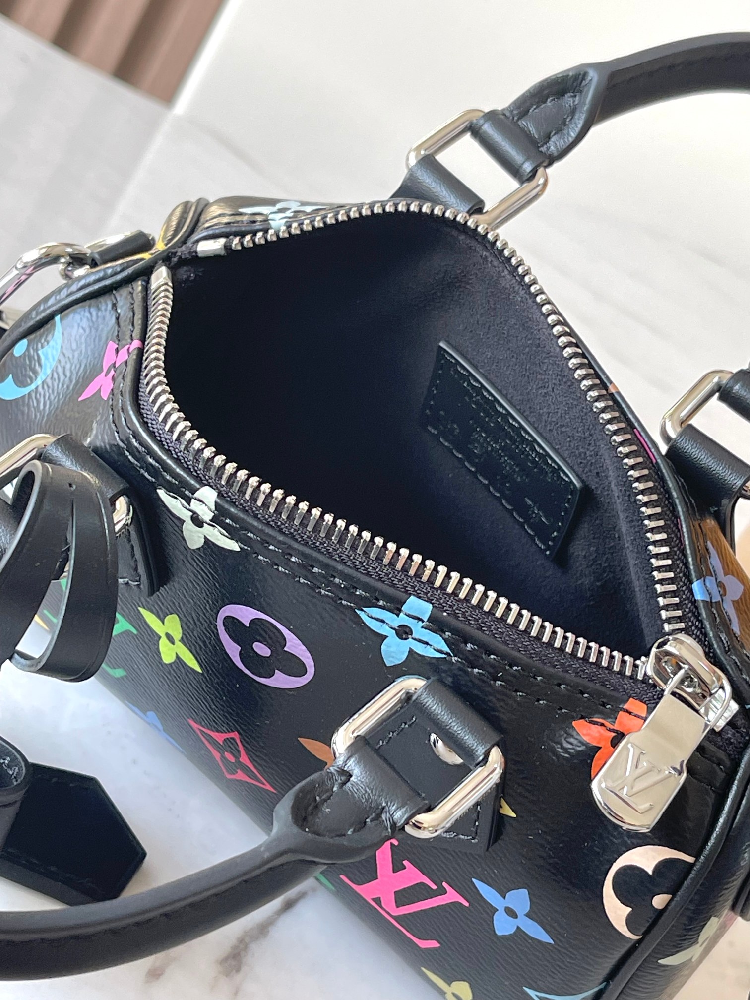 Louis Vuitton Nano Speedy Handbag - Black Leather - Image 9