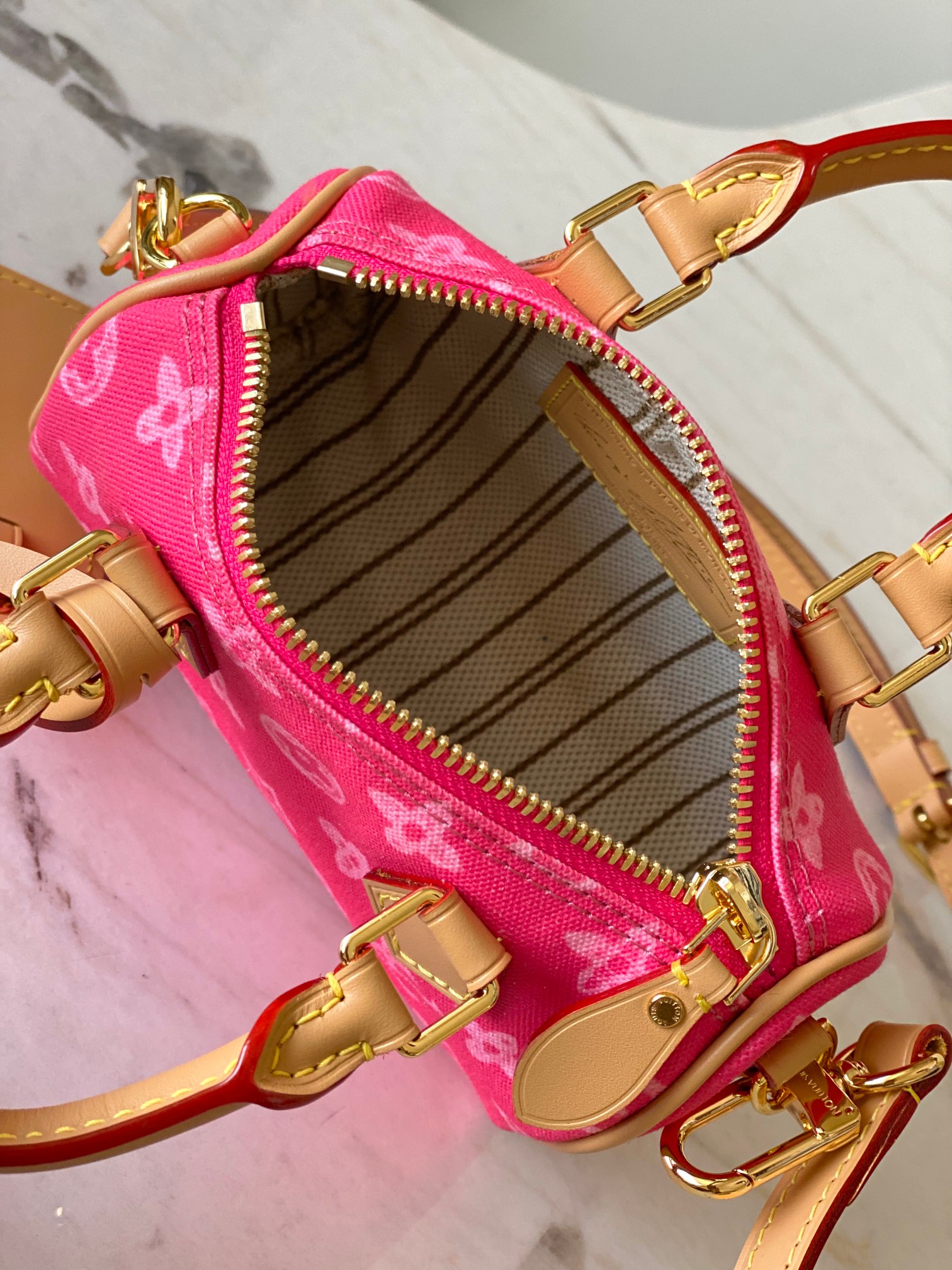 Louis Vuitton Nano Speedy Handbag - Pink Multicolor Monogram - Image 9