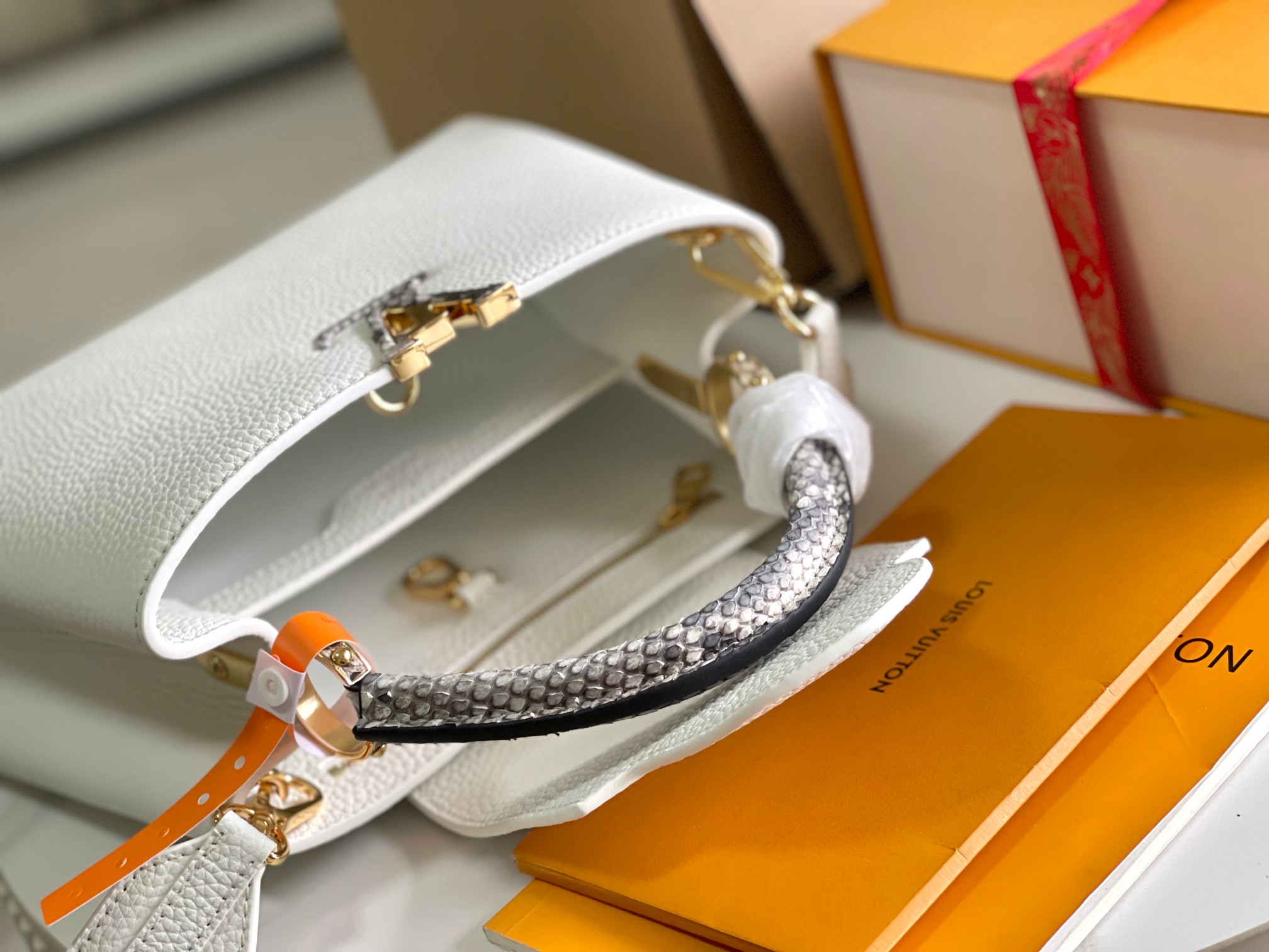 Louis Vuitton Capucines BB Handbag in Taurillon Leather with Python Trim - Image 9