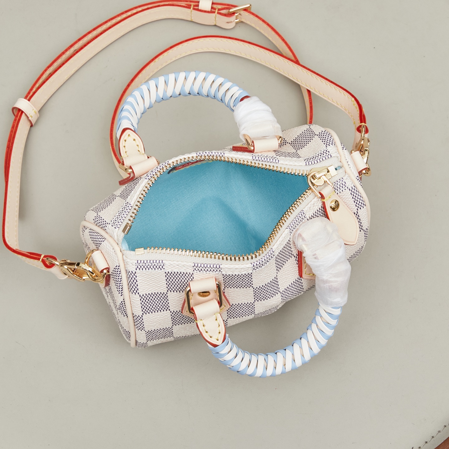 Louis Vuitton Nano Speedy Handbag N40918 in Damier Azur Canvas - Image 9