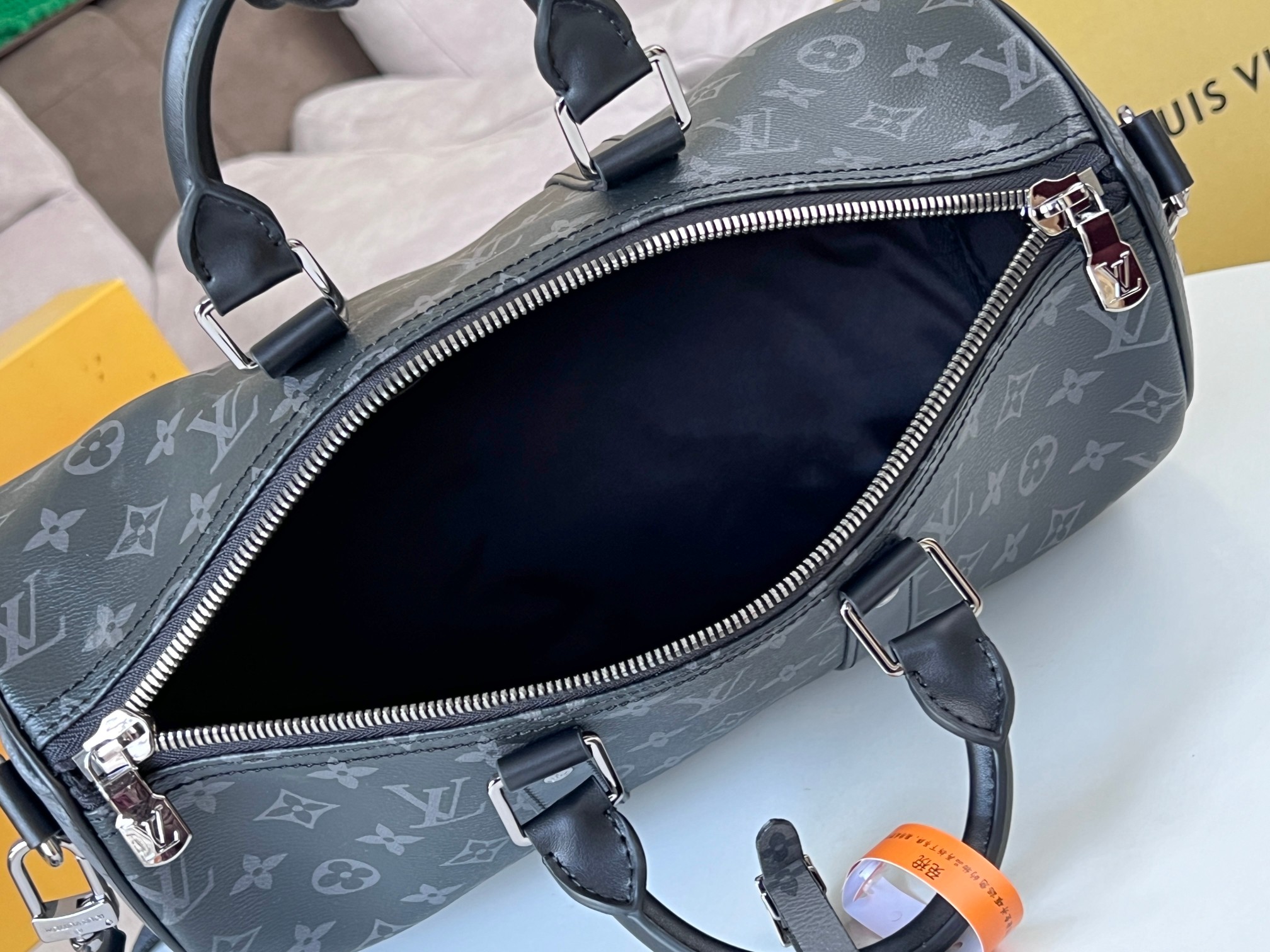 Louis Vuitton Keepall 35 Travel Bag in Monogram Eclipse Canvas - Image 9