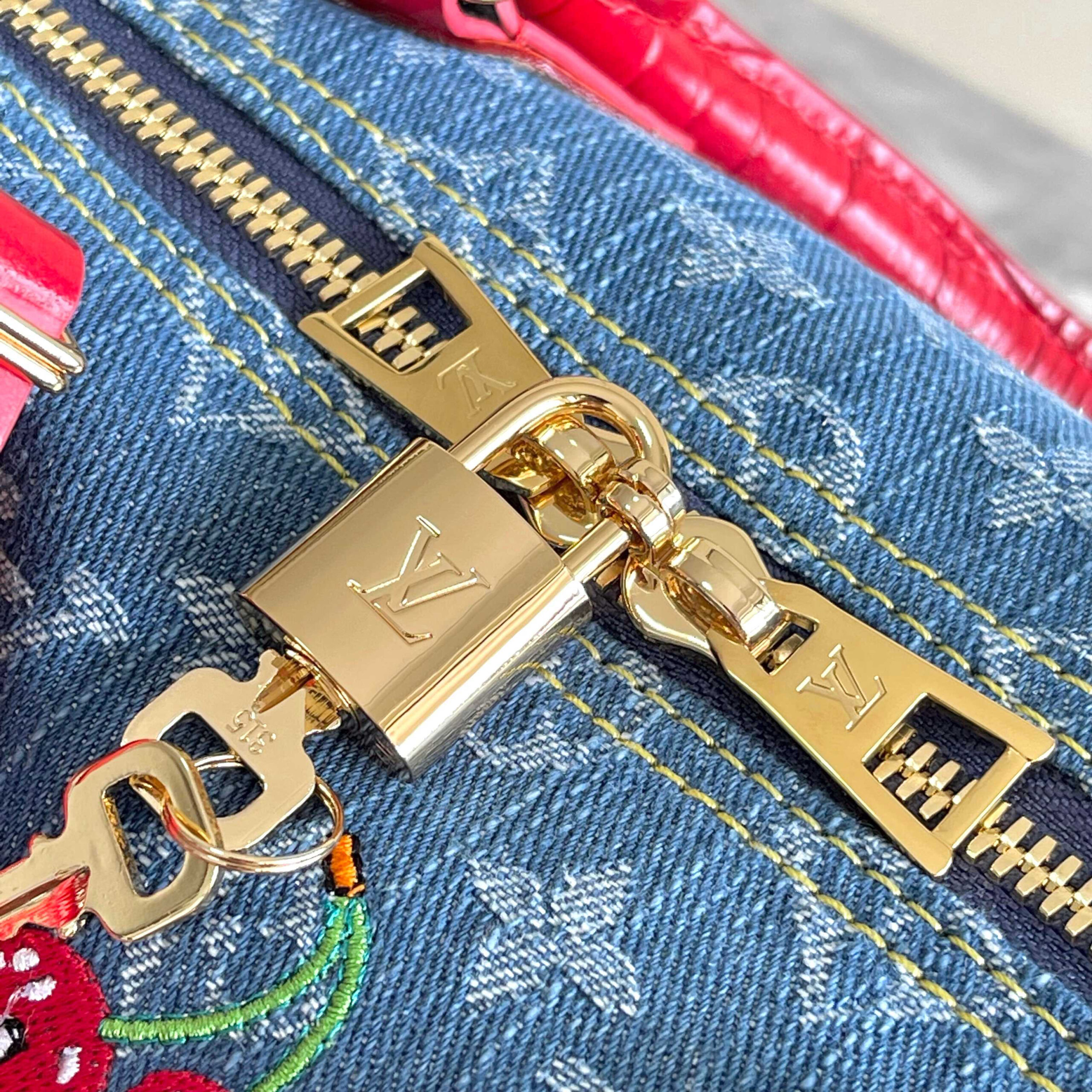 Louis Vuitton x Takashi Murakami Monogram Denim Cherry Crossbody Bag - Image 9