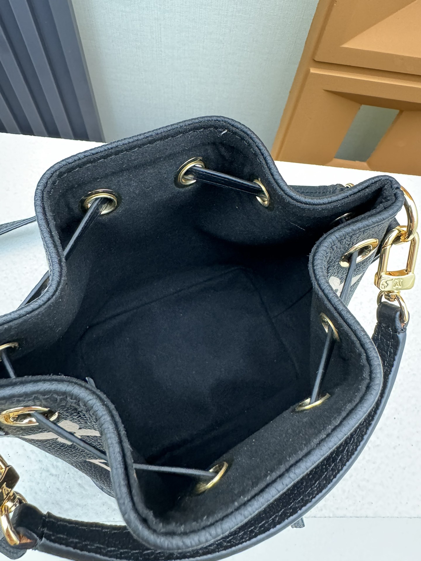 Louis Vuitton Nano Noe Bucket Bag M46291 Black Silk Print - Image 9