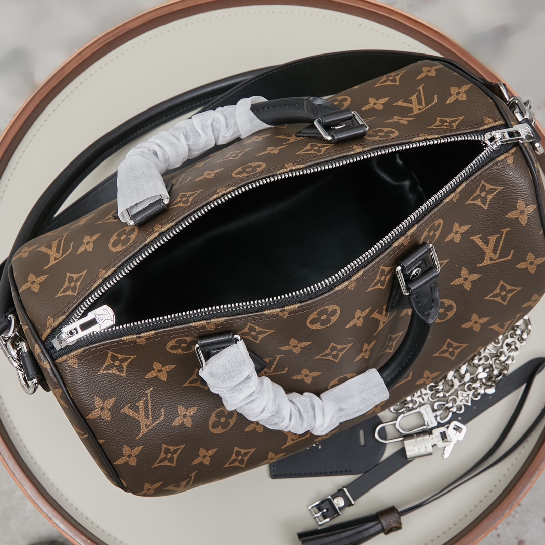 Speedy Soft 30 Dark Monogram Handbag - Image 9