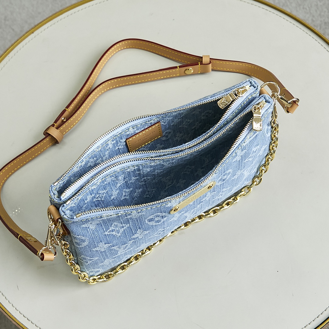 Louis Vuitton Liv Pochette M83532 in Light Blue Monogram Denim - Image 9