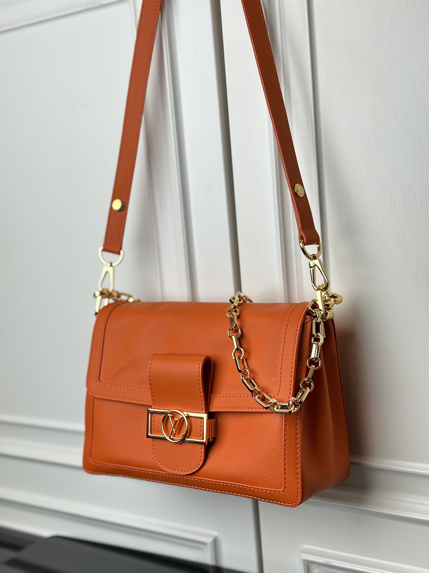 Louis Vuitton Dauphine Soft MM Orange Crossbody Bag - Image 9