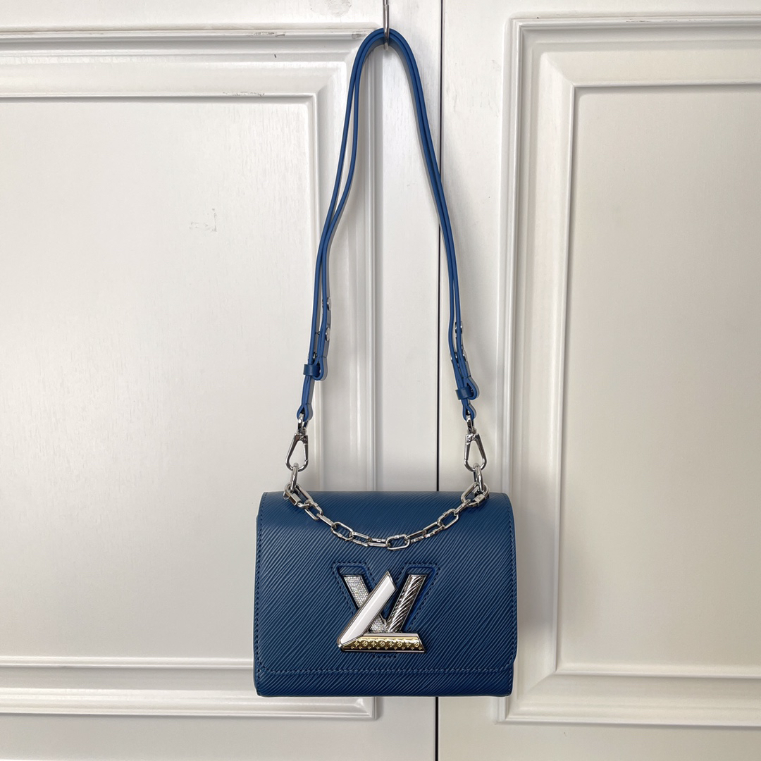 Louis Vuitton Twist PM Blue Leather Crossbody Bag - Image 9