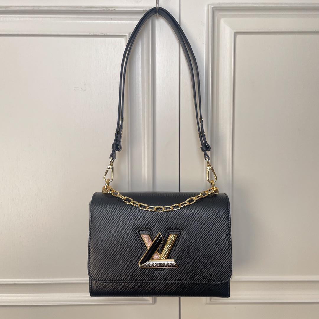 Louis Vuitton Twist Medium Shoulder Bag in Black Calfskin - Image 9