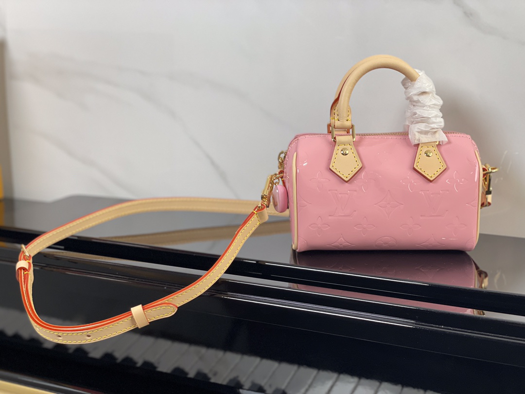 Louis Vuitton Nano Speedy Pink Handbag - Image 9