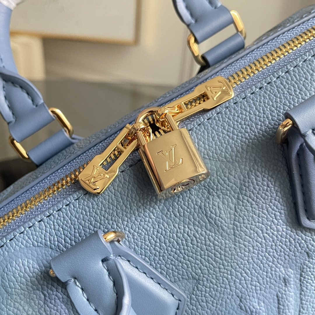 Louis Vuitton Speedy Bandoulière 20 Handbag in Blue Monogram Empreinte Leather - Image 9