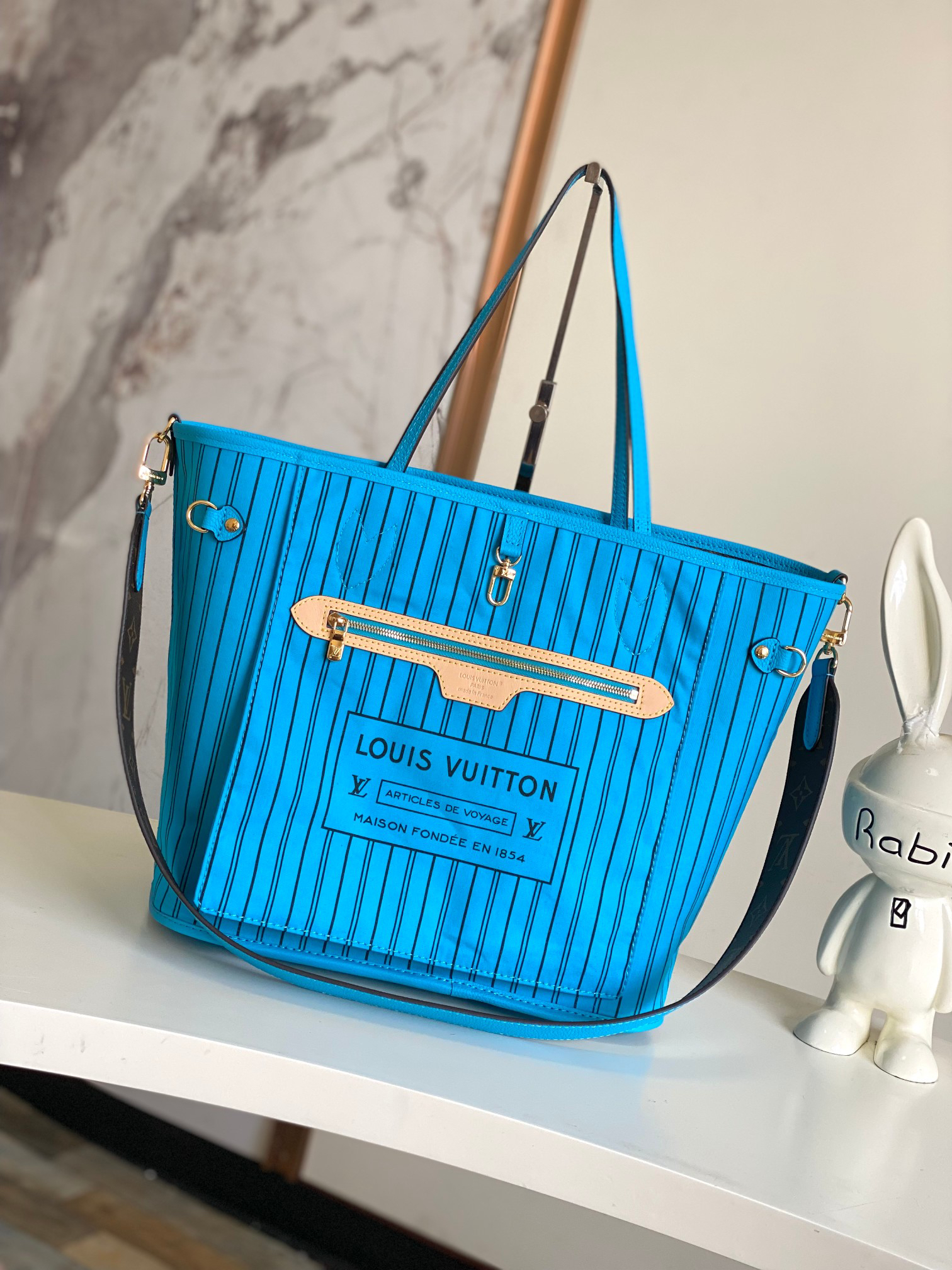 Louis Vuitton Neverfull MM Damier Azur Tote Bag - Image 9