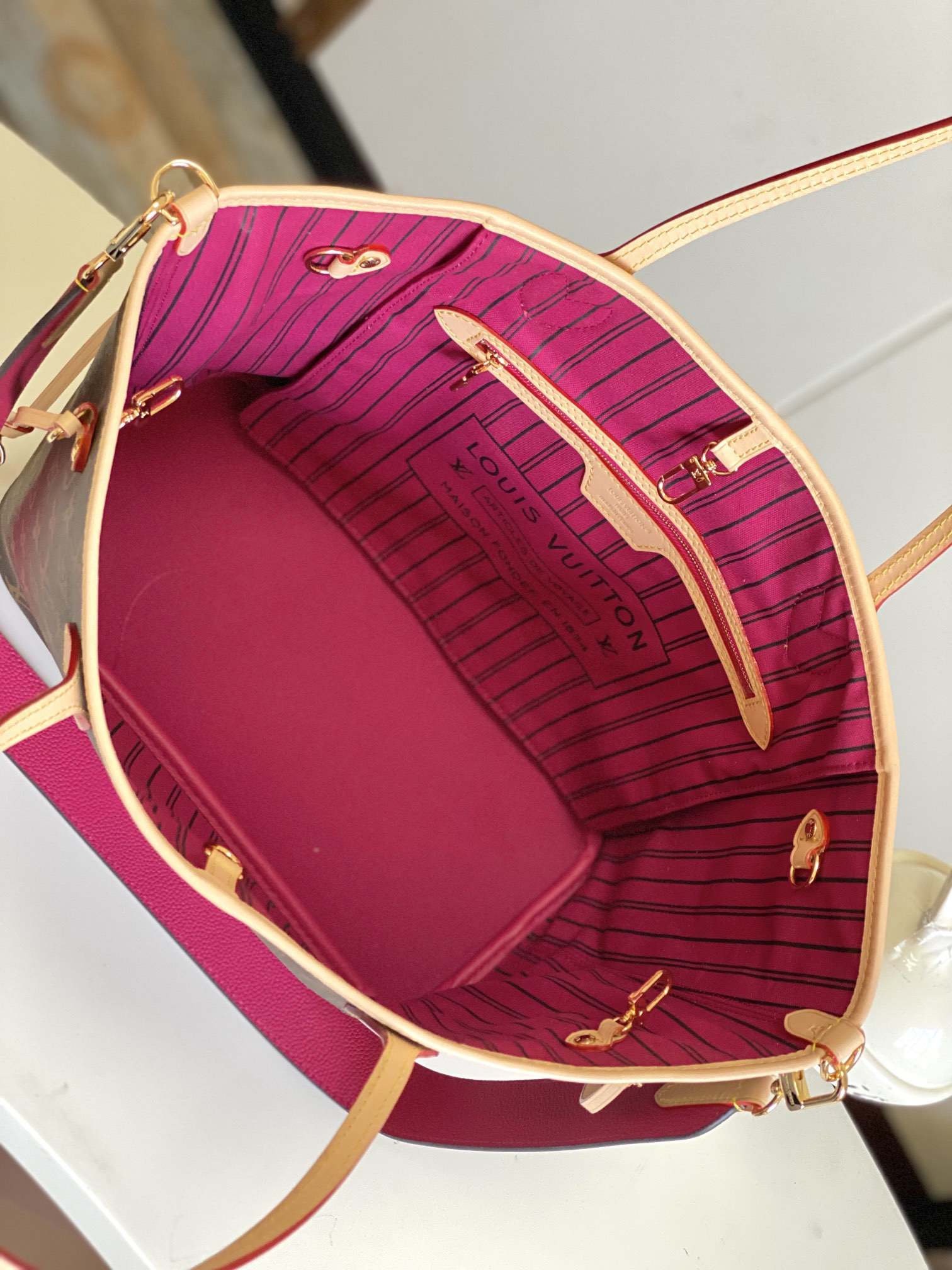 Louis Vuitton Neverfull MM Damier Azur Canvas Tote Bag - Image 9