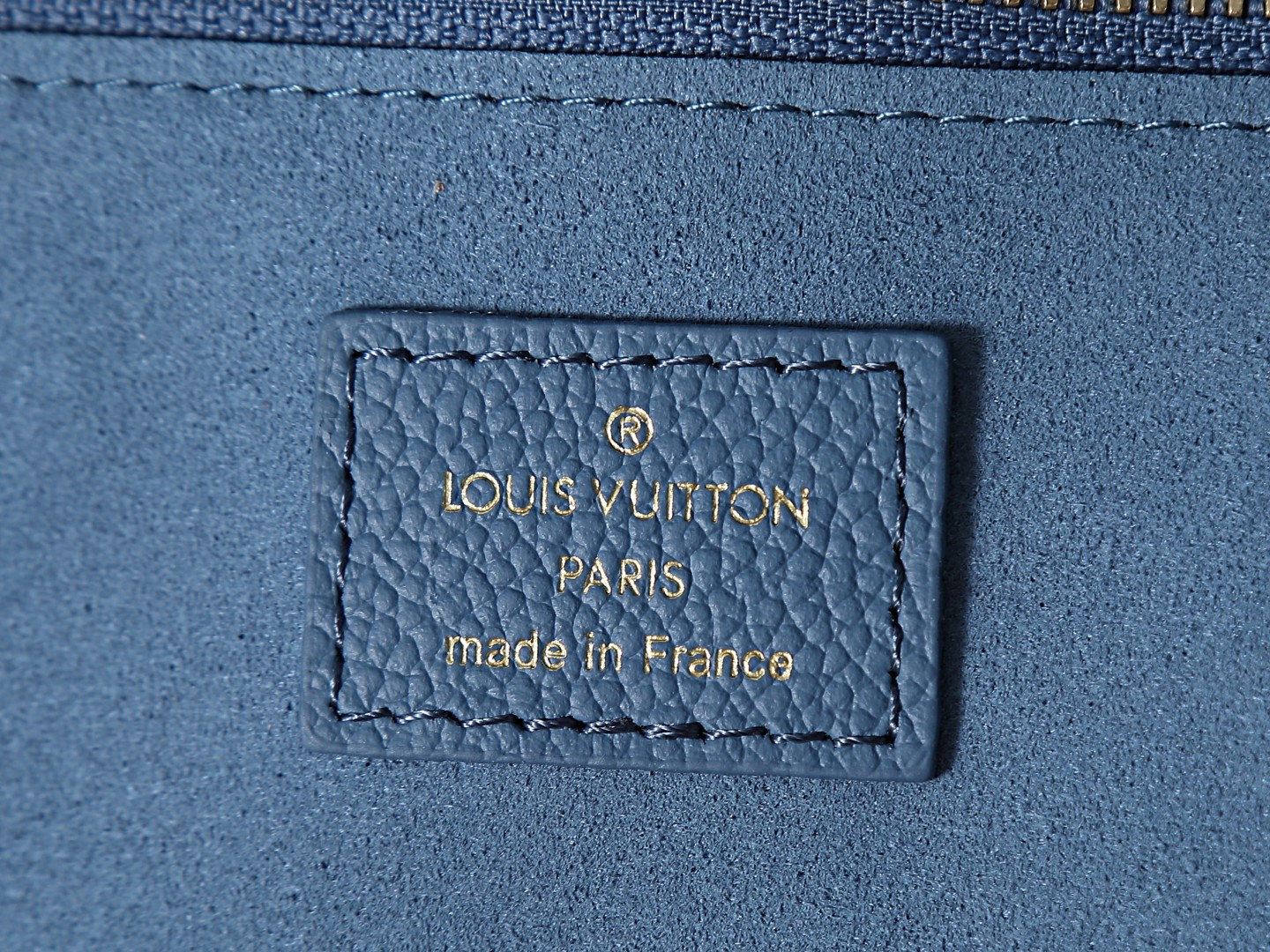 Neverfull MM Tote Bag in Blue Monogram Empreinte Leather - Image 9