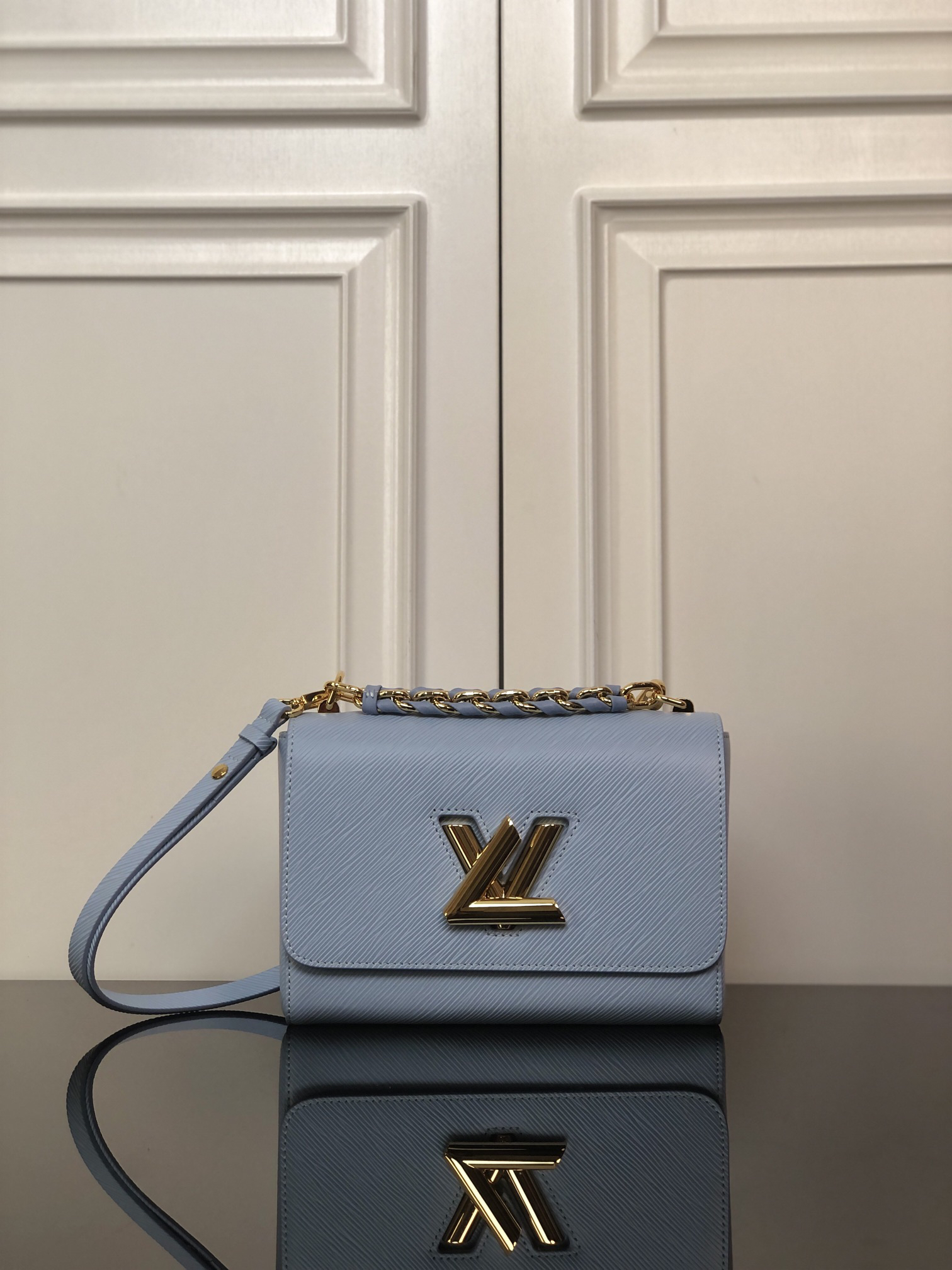 Louis Vuitton Twist Medium Braided Chain Bag in Powder Blue - Image 9