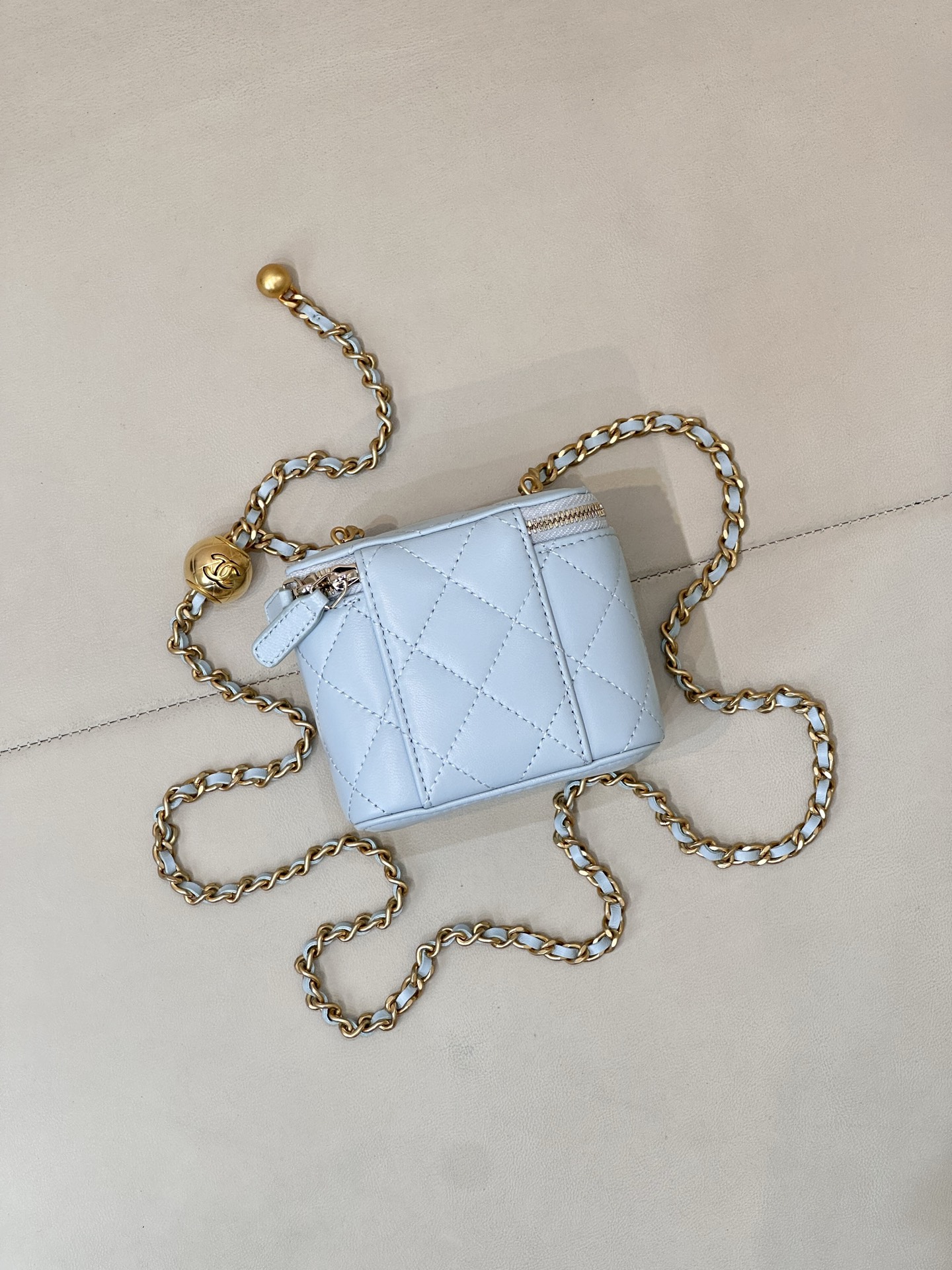 Chanel Mini Ball Chain Lambskin Crossbody Bag - Image 9