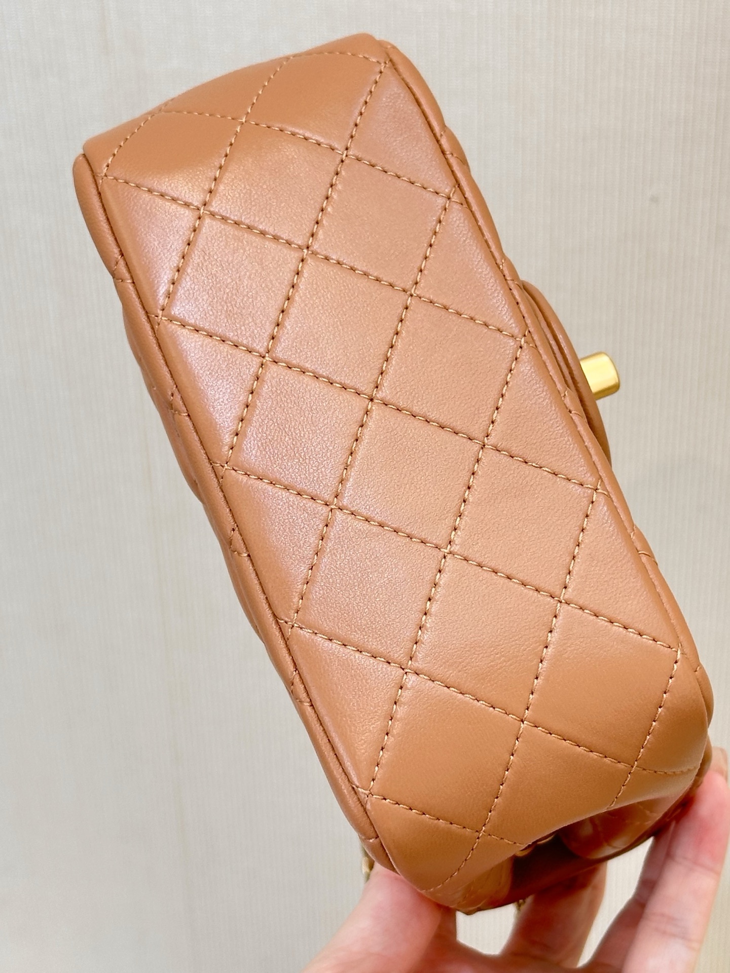 Chanel Quilted Lambskin Mini Crossbody Bag with Gold Ball Chain - Image 9